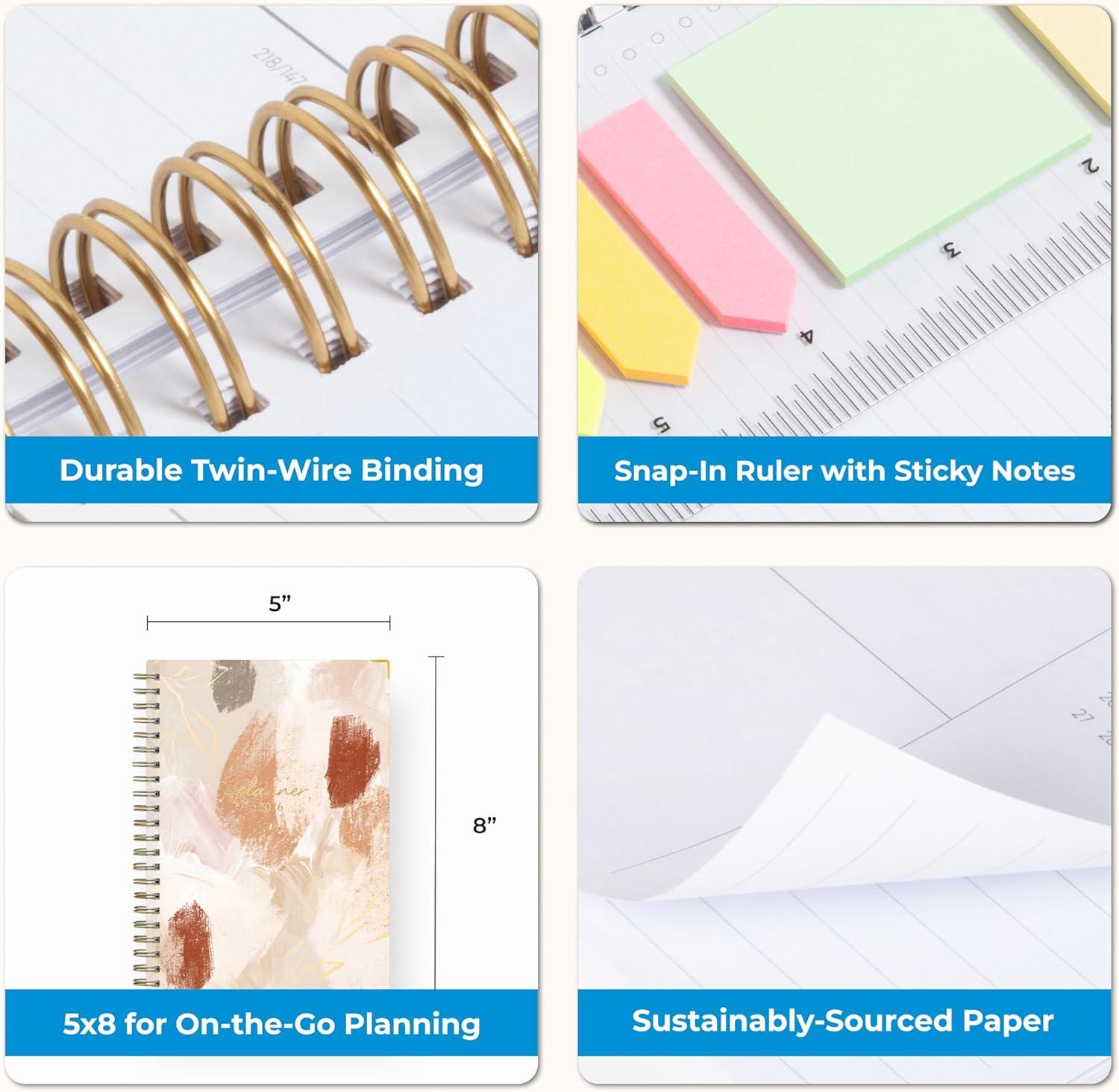 imageBlue Sky 15 Month 2026 Weekly and Monthly Planner Calendar October 2025 December 2026 5quot x 8quot Hard Cover Durable Twin Wire Binding Laminated Tabs Storage Pocket Includes Ruler Sticky Notes ampamp Stickers HenriHenri 2026