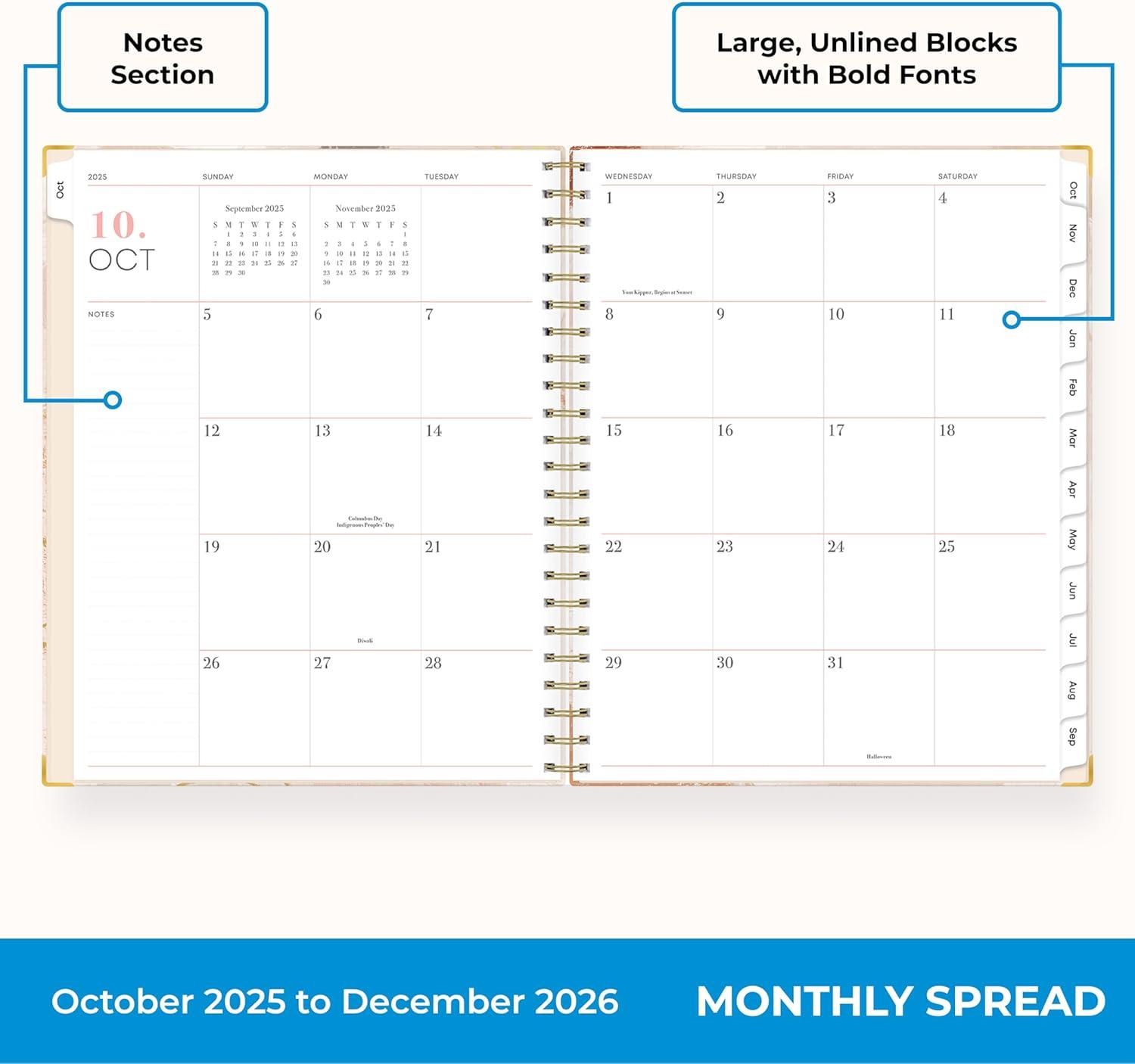 imageBlue Sky 15 Month 2026 Weekly and Monthly Planner Calendar October 2025 December 2026 5quot x 8quot Hard Cover Durable Twin Wire Binding Laminated Tabs Storage Pocket Includes Ruler Sticky Notes ampamp Stickers HenriHenri 2026