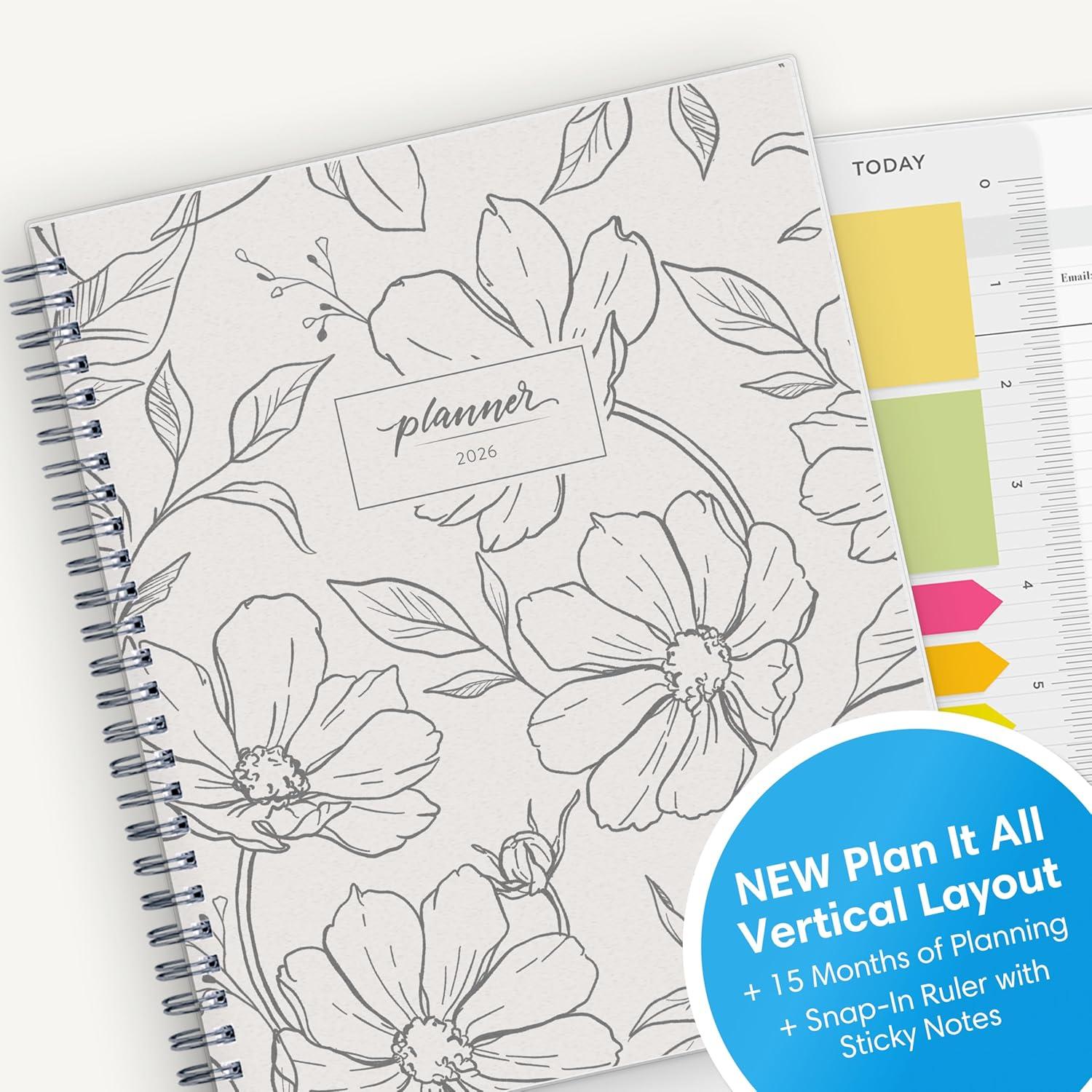 imageBlue Sky 15 Month 2026 Weekly and Monthly Planner Calendar October 2025 December 2026 7quot x 9quot Flexible Cover Durable Twin Wire Binding Laminated Tabs Includes Ruler ampamp Sticky Notes WrenWren 2026