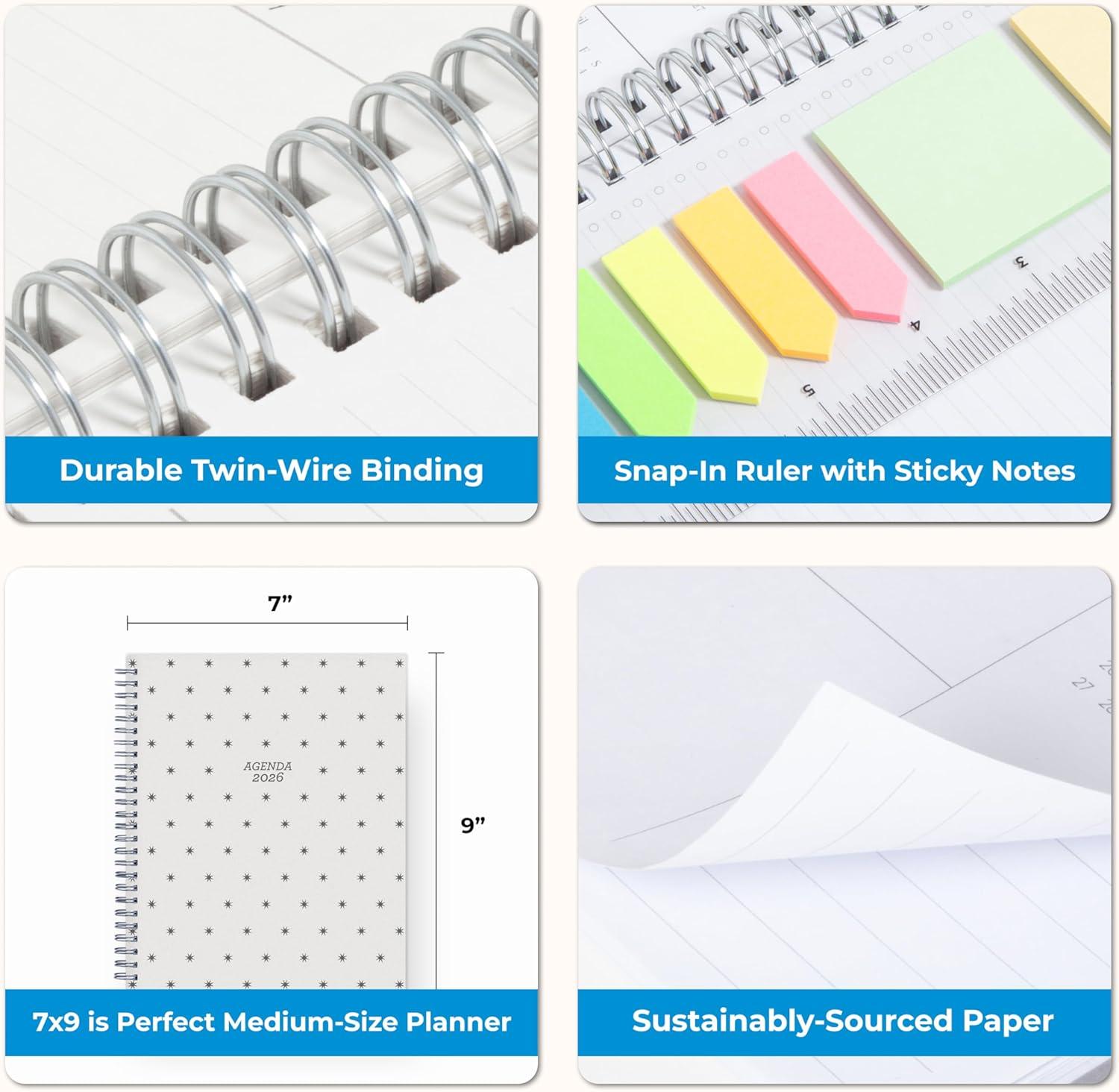 imageBlue Sky 15 Month 2026 Weekly and Monthly Planner Calendar October 2025 December 2026 7quot x 9quot Flexible Cover Durable Twin Wire Binding Laminated Tabs Includes Ruler ampamp Sticky Notes WrenParisa 2026