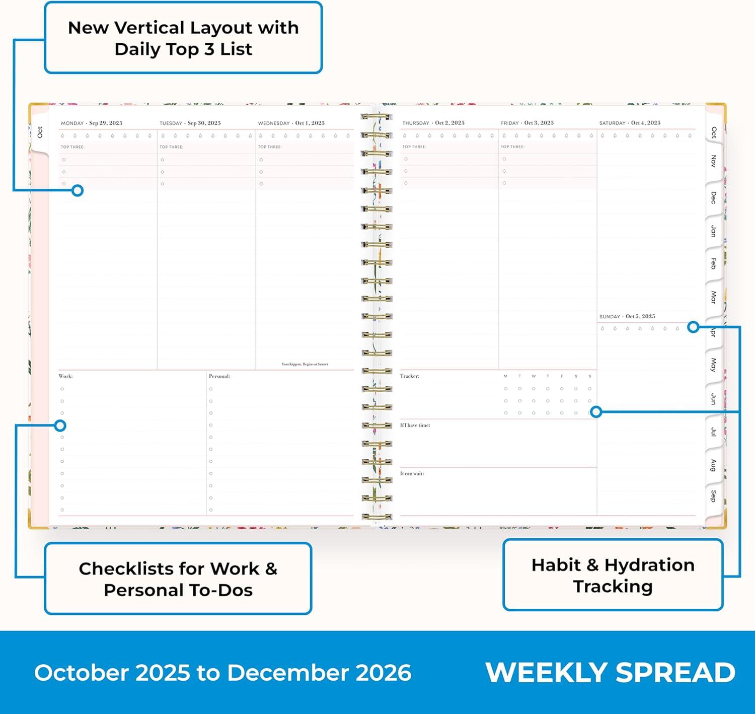 imageBlue Sky 15 Month 2026 Weekly and Monthly Planner Calendar October 2025 December 2026 85quot x 11quot Hard Cover Durable Twin Wire Binding Laminated Tabs Storage Pocket Includes Ruler Sticky Notes ampamp Stickers LondonberryLondonberry 2026