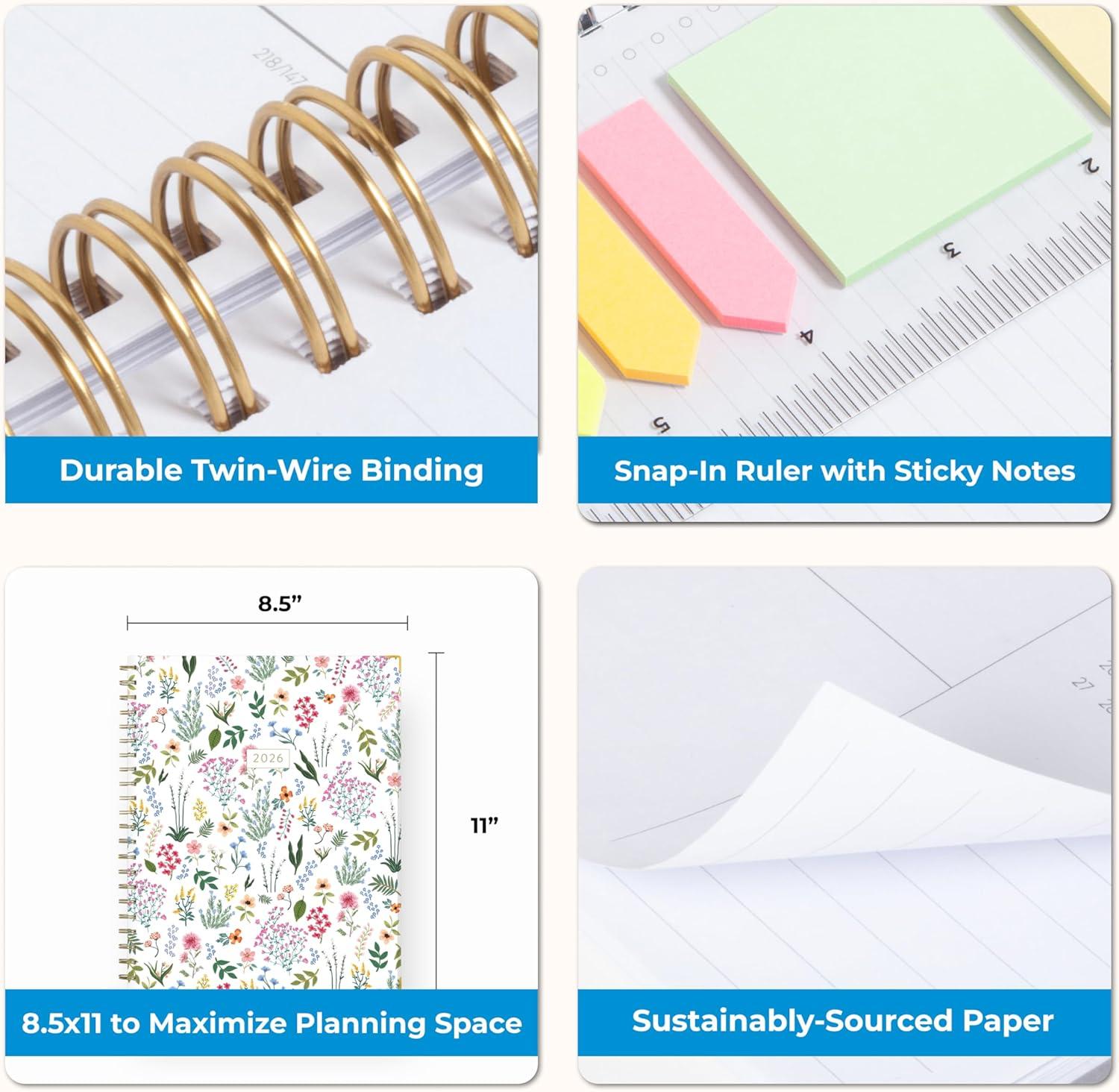 imageBlue Sky 15 Month 2026 Weekly and Monthly Planner Calendar October 2025 December 2026 85quot x 11quot Hard Cover Durable Twin Wire Binding Laminated Tabs Storage Pocket Includes Ruler Sticky Notes ampamp Stickers LondonberryLondonberry 2026