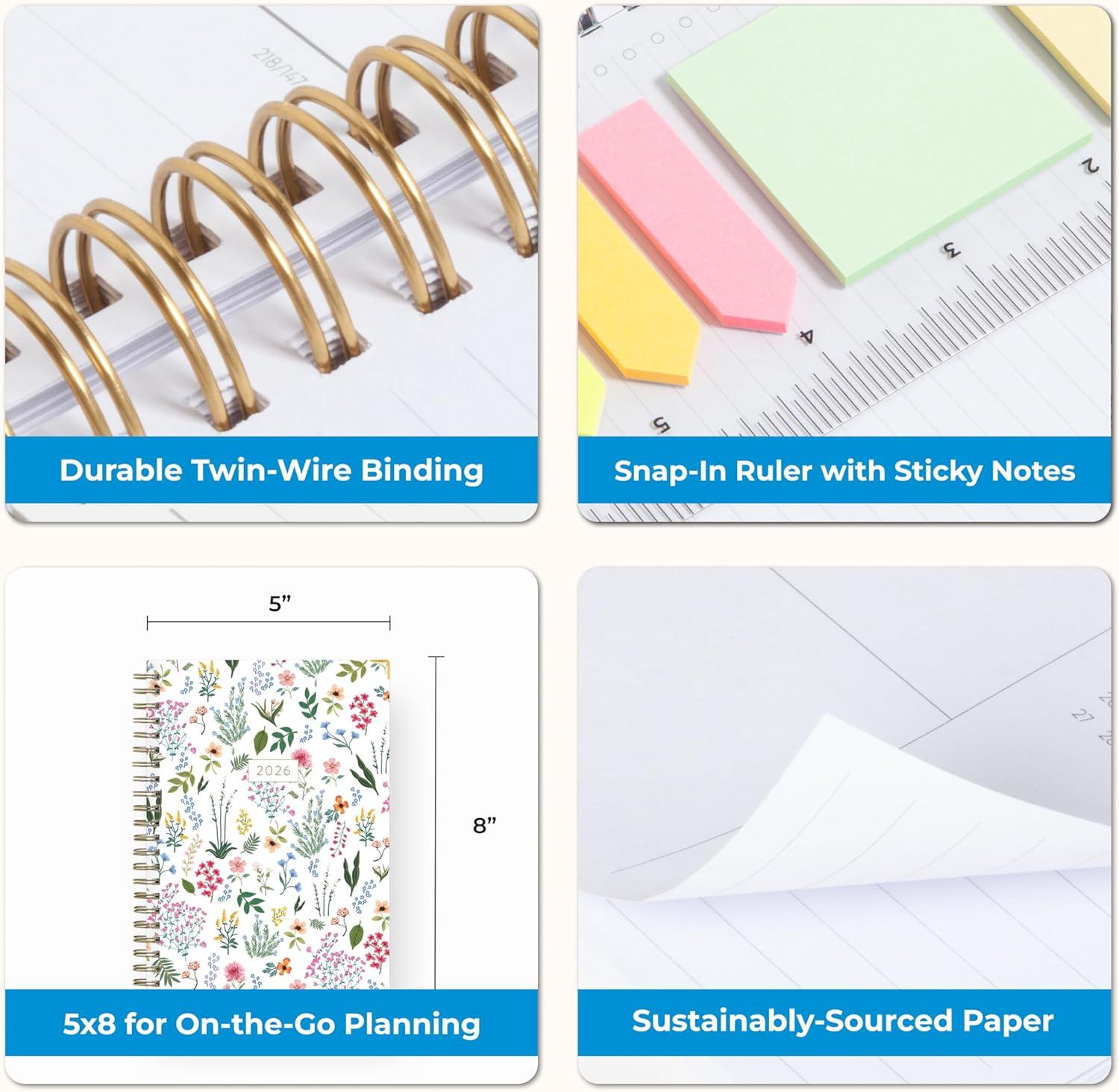 imageBlue Sky 15 Month 2026 Weekly and Monthly Planner Calendar October 2025 December 2026 85quot x 11quot Hard Cover Durable Twin Wire Binding Laminated Tabs Storage Pocket Includes Ruler Sticky Notes ampamp Stickers LondonberryLondonberry 2026