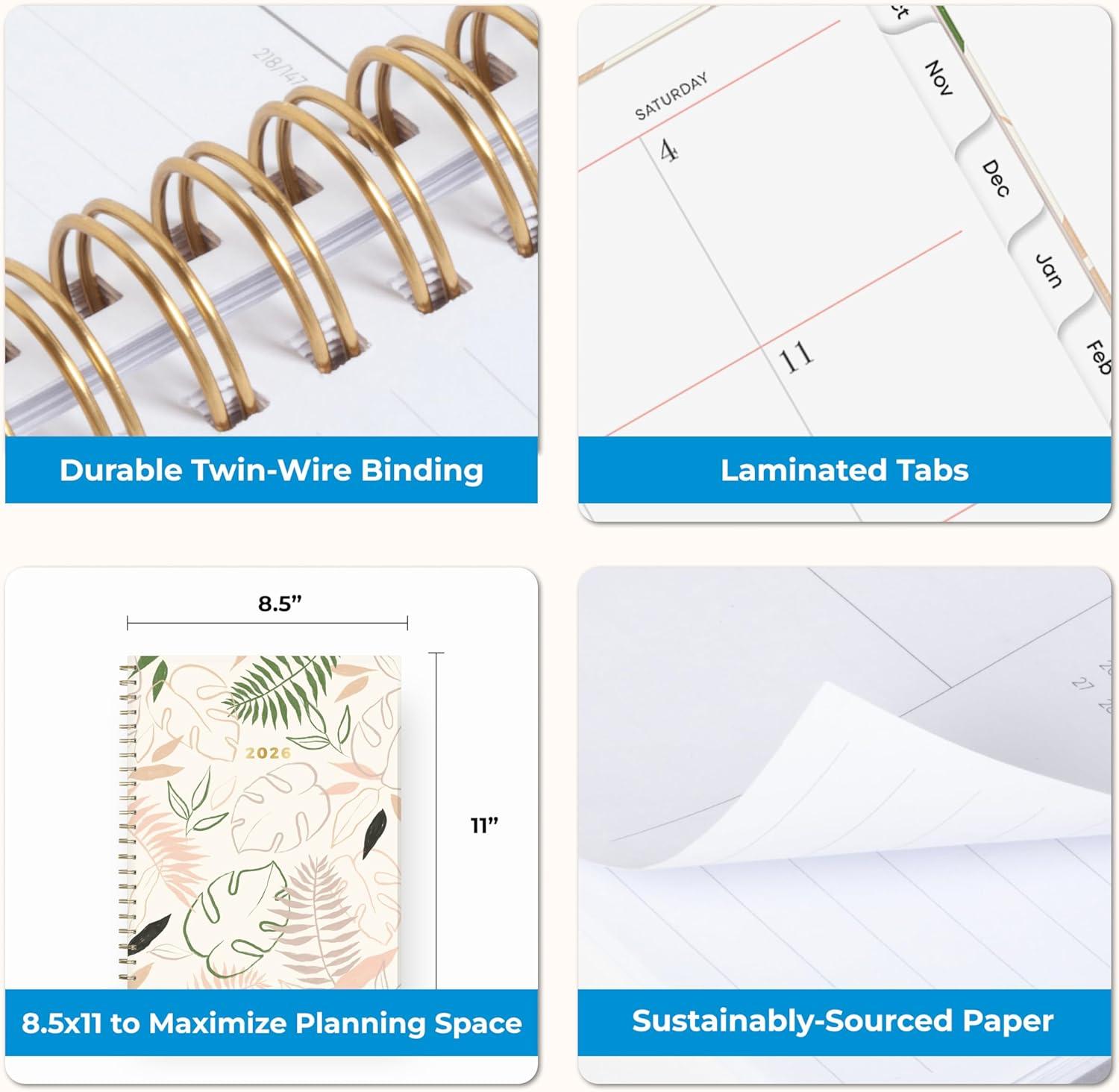 imageBlue Sky 15 Month 2026 Weekly and Monthly Planner Calendar October 2025 December 2026 85quot x 11quot Laminated Cover Durable Twin Wire Binding Laminated Tabs Storage Pocket Includes Stickers CoronadoCoronado 2026