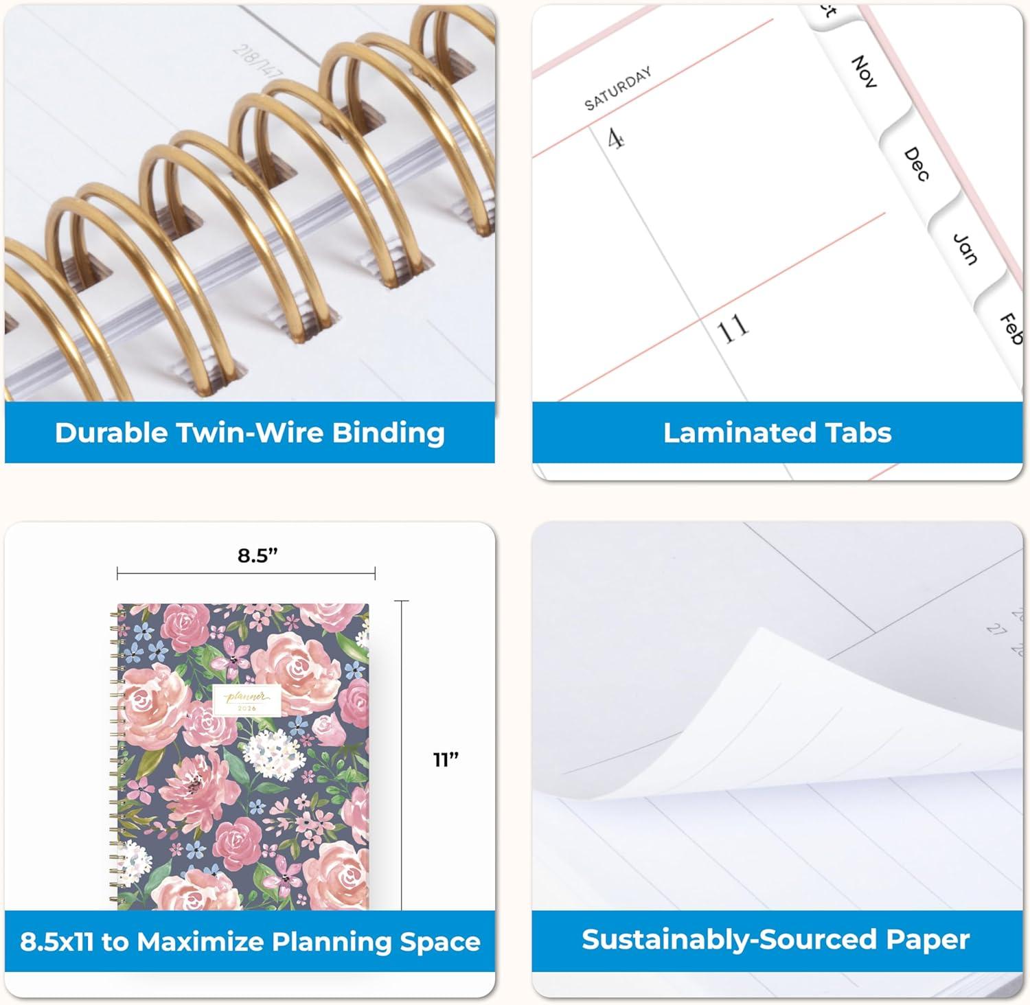 imageBlue Sky 15 Month 2026 Weekly and Monthly Planner Calendar October 2025 December 2026 85quot x 11quot Laminated Cover Durable Twin Wire Binding Laminated Tabs Storage Pocket Includes Stickers CoronadoAlya 2026