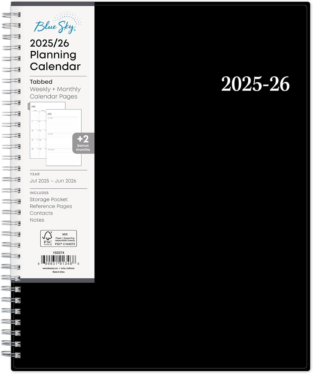 imageBlue Sky 20252026 Weekly and Monthly Academic Year Planner Calendar July June 85quot x 11quot Flexible Cover Wirebound Laminated Tabs Storage Pocket Enterprise Enterprise 20252026 85quot x 11quotEnterprise 20252026
