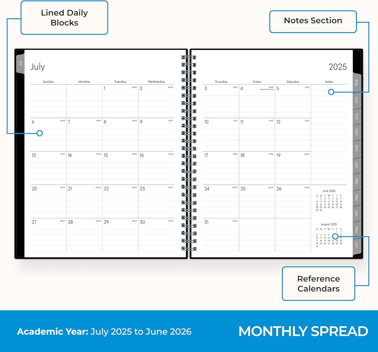 imageBlue Sky 20252026 Weekly and Monthly Academic Year Planner Calendar July June 85quot x 11quot Flexible Cover Wirebound Laminated Tabs Storage Pocket Enterprise Enterprise 20252026 85quot x 11quotEnterprise 20252026