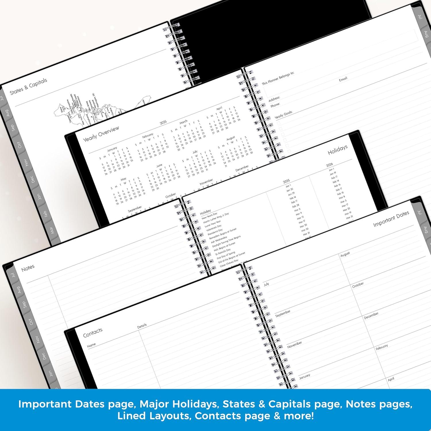 imageBlue Sky 20252026 Weekly and Monthly Academic Year Planner Calendar July June 85quot x 11quot Flexible Cover Wirebound Laminated Tabs Storage Pocket Enterprise Enterprise 20252026 85quot x 11quotEnterprise 20252026