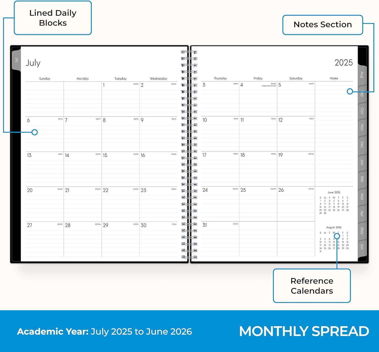 imageBlue Sky 20252026 Weekly and Monthly Academic Year Planner Calendar July June 85quot x 11quot Flexible Cover Wirebound Laminated Tabs Storage Pocket Enterprise Enterprise 20252026 85quot x 11quotEnterprise 20252026