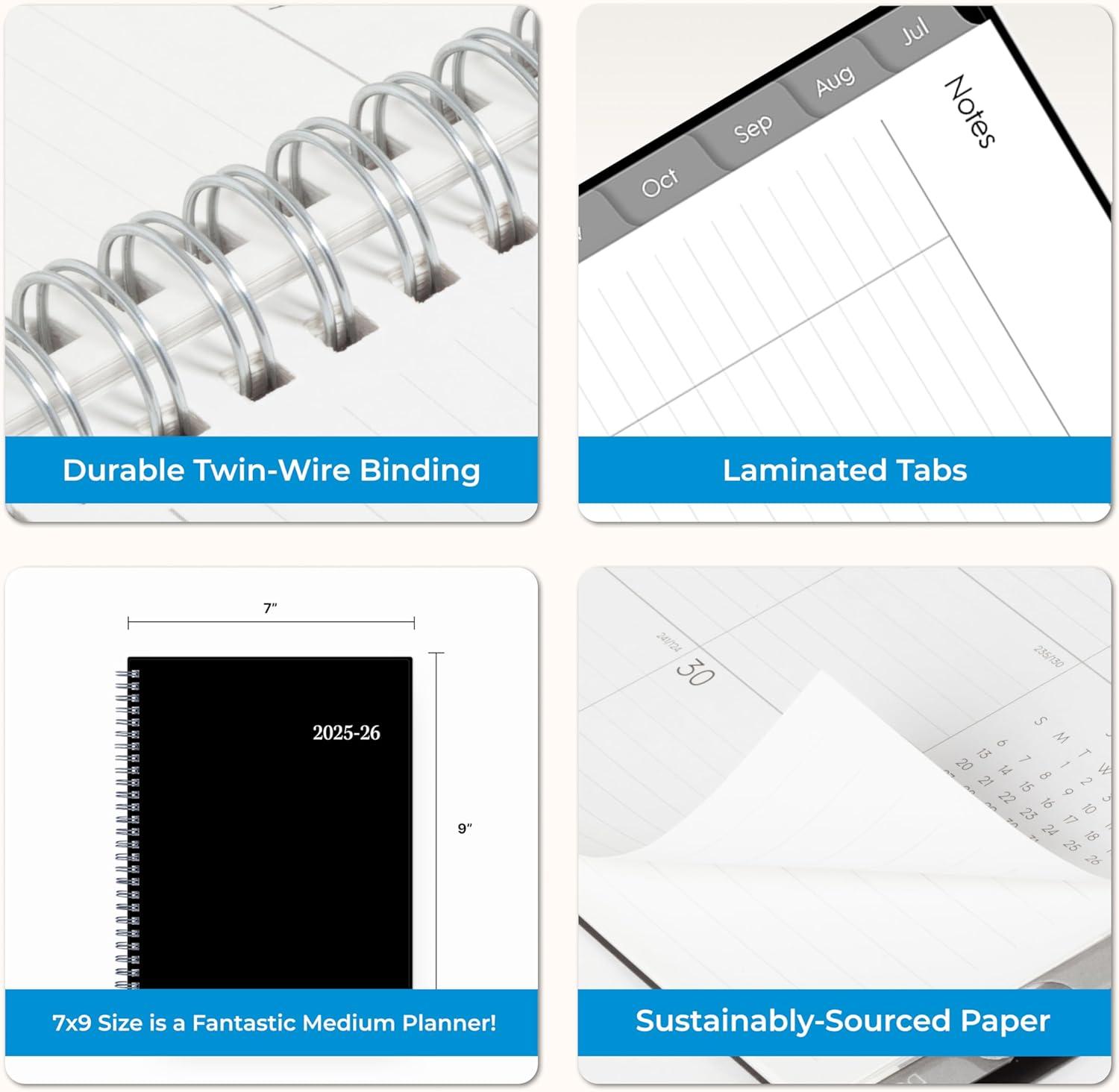 imageBlue Sky 20252026 Weekly and Monthly Academic Year Planner Calendar July June 85quot x 11quot Flexible Cover Wirebound Laminated Tabs Storage Pocket Enterprise Enterprise 20252026 85quot x 11quotEnterprise 20252026