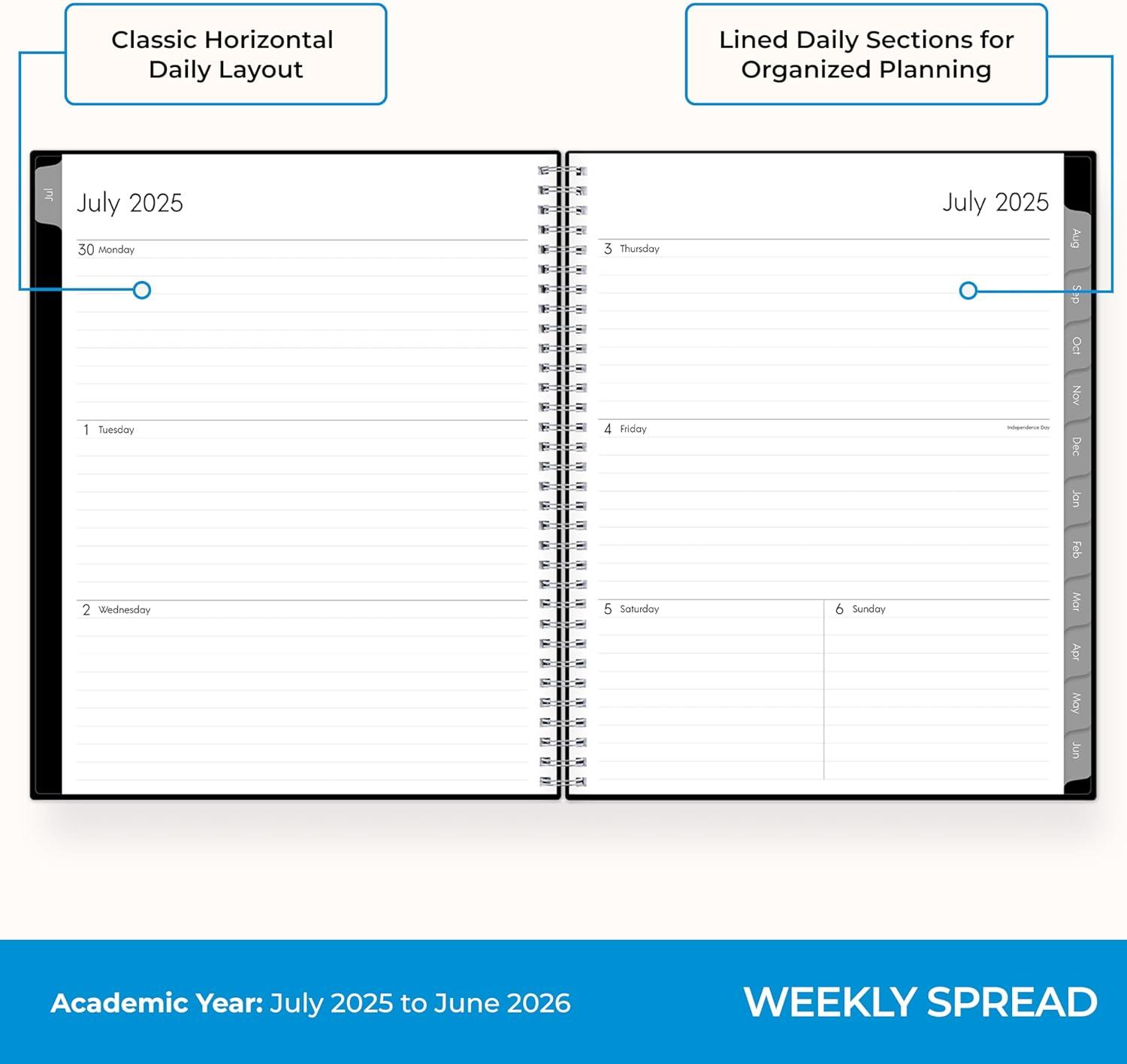 imageBlue Sky 20252026 Weekly and Monthly Academic Year Planner Calendar July June 85quot x 11quot Flexible Cover Wirebound Laminated Tabs Storage Pocket Enterprise Enterprise 20252026 85quot x 11quotEnterprise 20252026