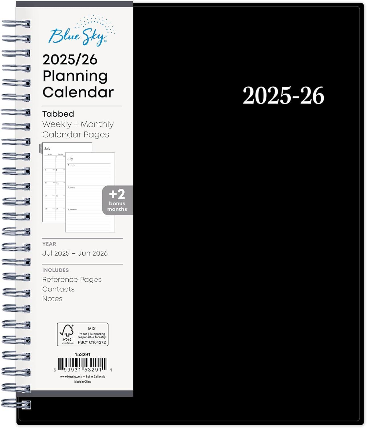 imageBlue Sky 20252026 Weekly and Monthly Academic Year Planner Calendar July June 85quot x 11quot Flexible Cover Wirebound Laminated Tabs Storage Pocket Enterprise Enterprise 20252026 85quot x 11quotEnterprise 20252026