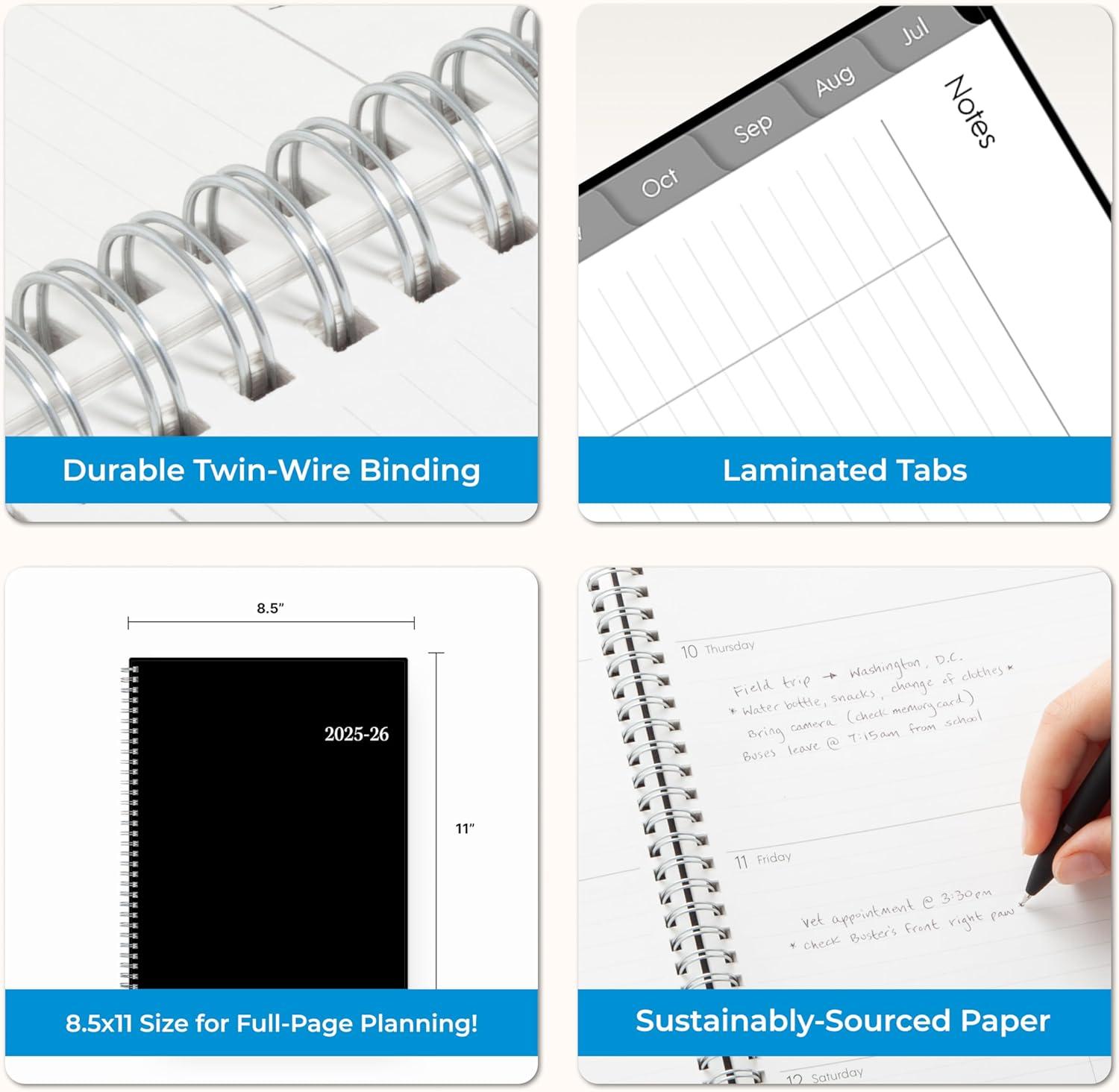 imageBlue Sky 20252026 Weekly and Monthly Academic Year Planner Calendar July June 85quot x 11quot Flexible Cover Wirebound Laminated Tabs Storage Pocket Enterprise Enterprise 20252026 85quot x 11quotEnterprise 20252026