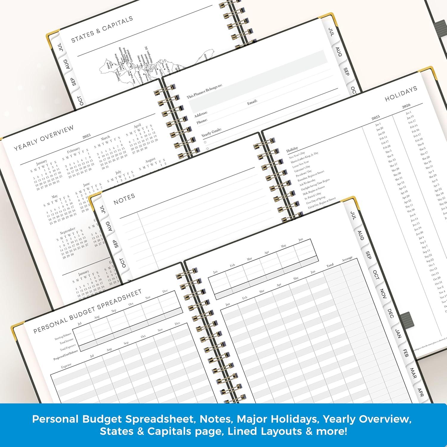 imageBlue Sky 20252026 Weekly and Monthly Academic Year Planner Calendar July 2025 June 2026 5quot x 8quot Faux Leather Cover Wirebound Storage Pocket Laminated Tabs Imperial RoseOlive Green 20252026