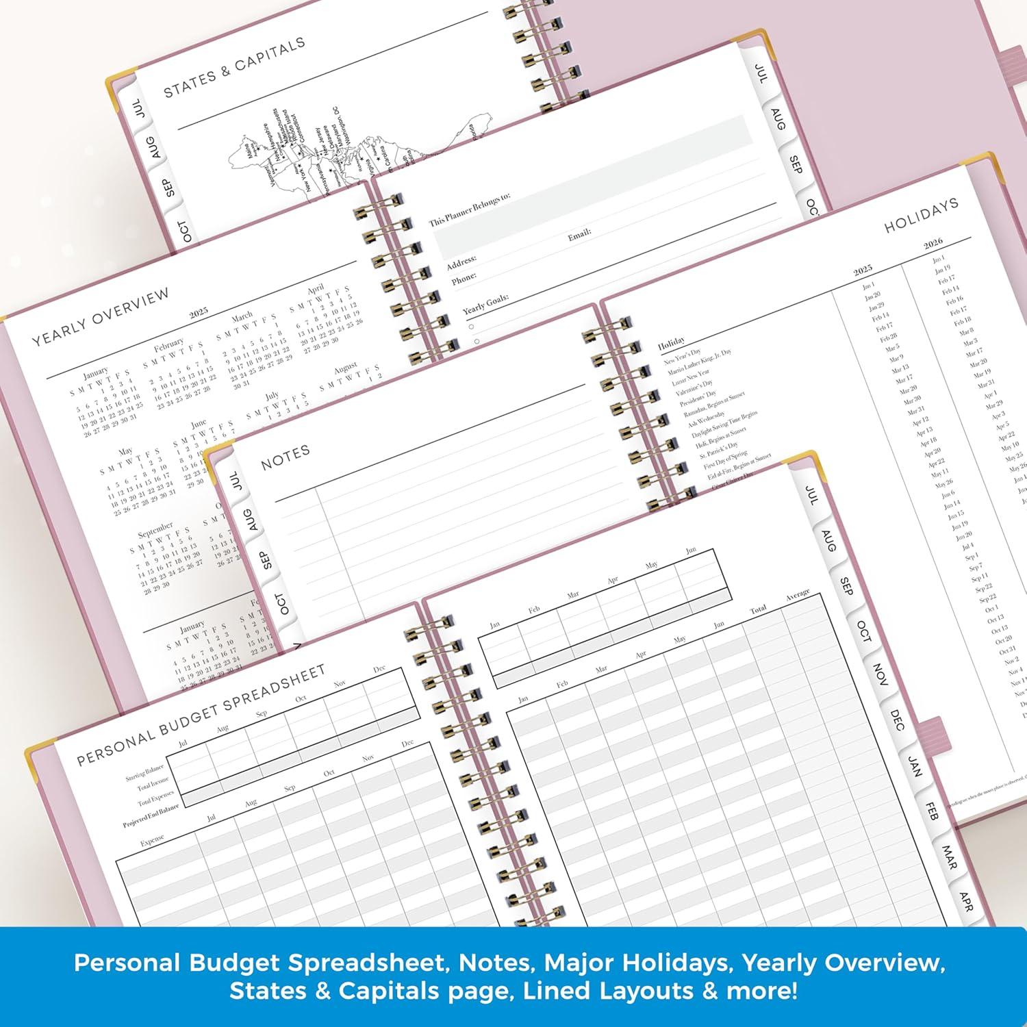 imageBlue Sky 20252026 Weekly and Monthly Academic Year Planner Calendar July 2025 June 2026 5quot x 8quot Faux Leather Cover Wirebound Storage Pocket Laminated Tabs Imperial RoseImperial Rose 20252026