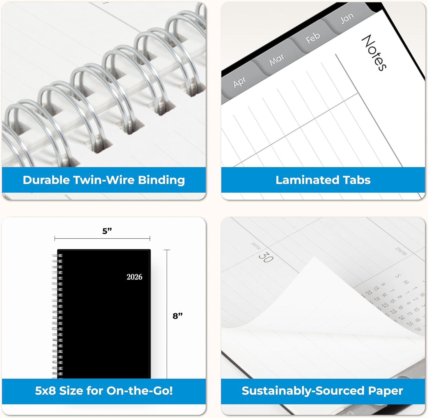 imageBlue Sky 2026 15Month Weekly and Monthly Mini Planner Calendar Includes October 2025 December 2026 3625quot x 6125quot Flexible Cover Wirebound Laminated Tabs EnterpriseEnterprise 2026