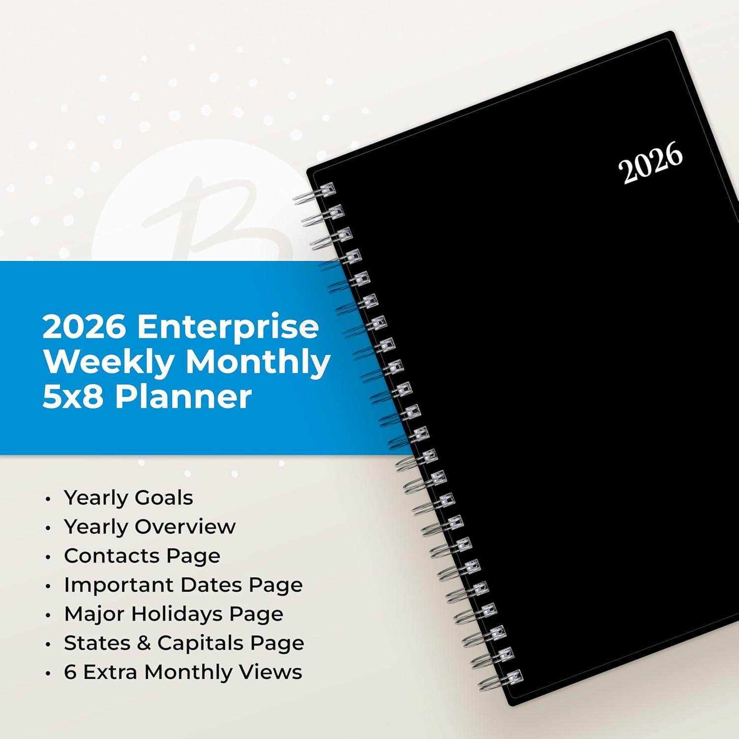 imageBlue Sky 2026 15Month Weekly and Monthly Mini Planner Calendar Includes October 2025 December 2026 3625quot x 6125quot Flexible Cover Wirebound Laminated Tabs EnterpriseEnterprise 2026