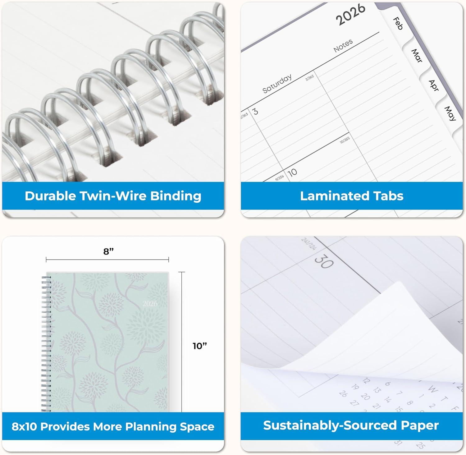 imageBlue Sky 2026 Monthly Planner Calendar January 2026 December 2026 8quot x 10quot Flexible Frosted Cover Laminated Tabs Durable Twin Wire Binding LindleyRue Du Flore 2026