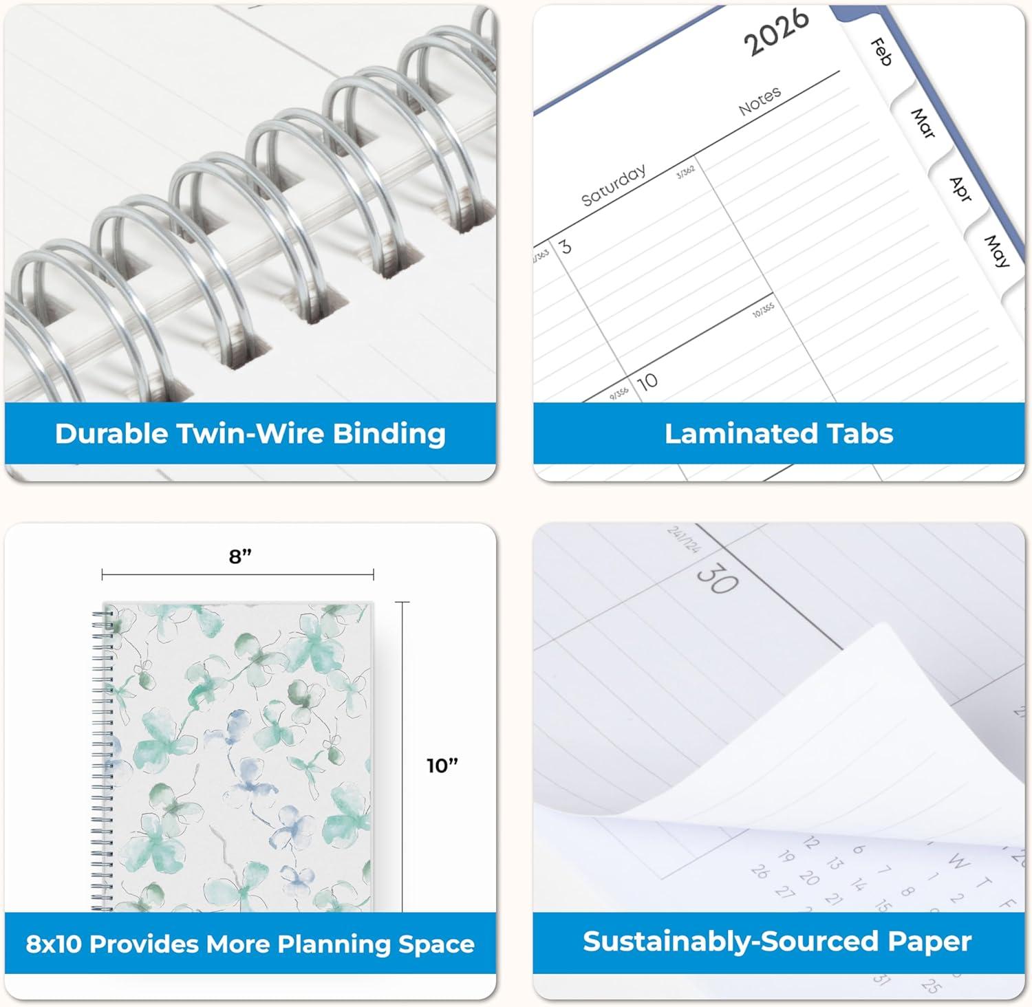 imageBlue Sky 2026 Monthly Planner Calendar January 2026 December 2026 8quot x 10quot Flexible Frosted Cover Laminated Tabs Durable Twin Wire Binding LindleyLindley 2026