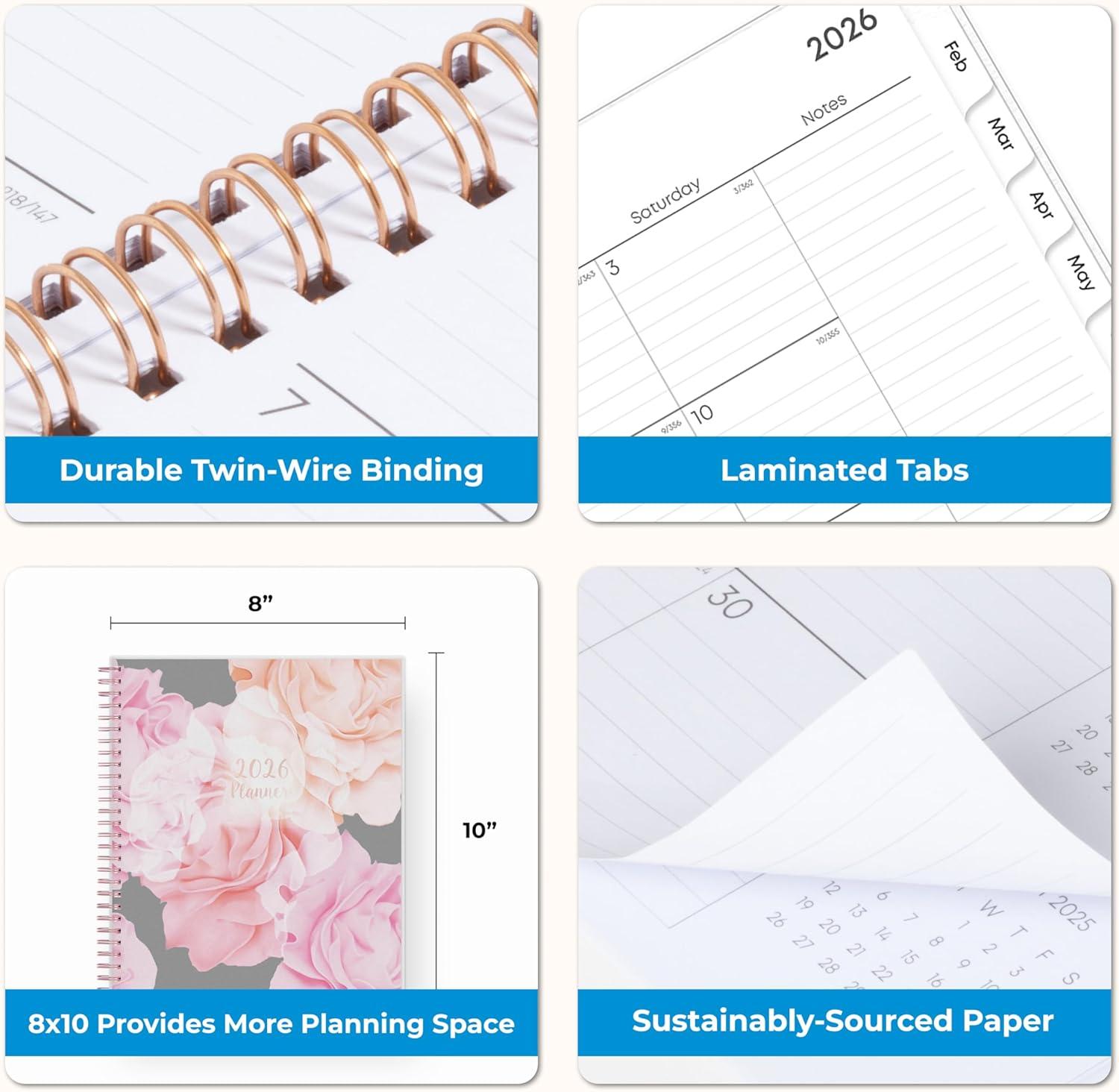 imageBlue Sky 2026 Monthly Planner Calendar January 2026 December 2026 8quot x 10quot Flexible Frosted Cover Laminated Tabs Durable Twin Wire Binding LindleyJoselyn 2026