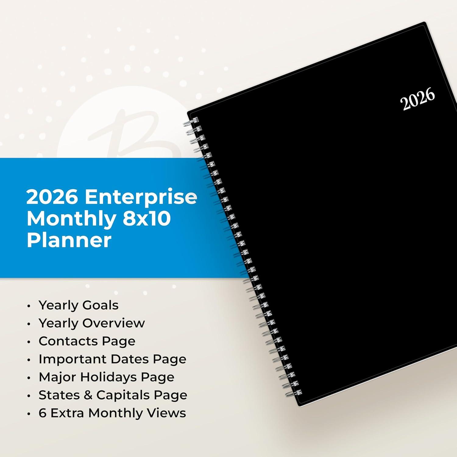 imageBlue Sky 2026 Monthly Planner Calendar January 2026 December 2026 8quot x 10quot Monthly Layout Flexible Cover Silver Wirebound Laminated Tabs EnterpriseEnterprise 2026