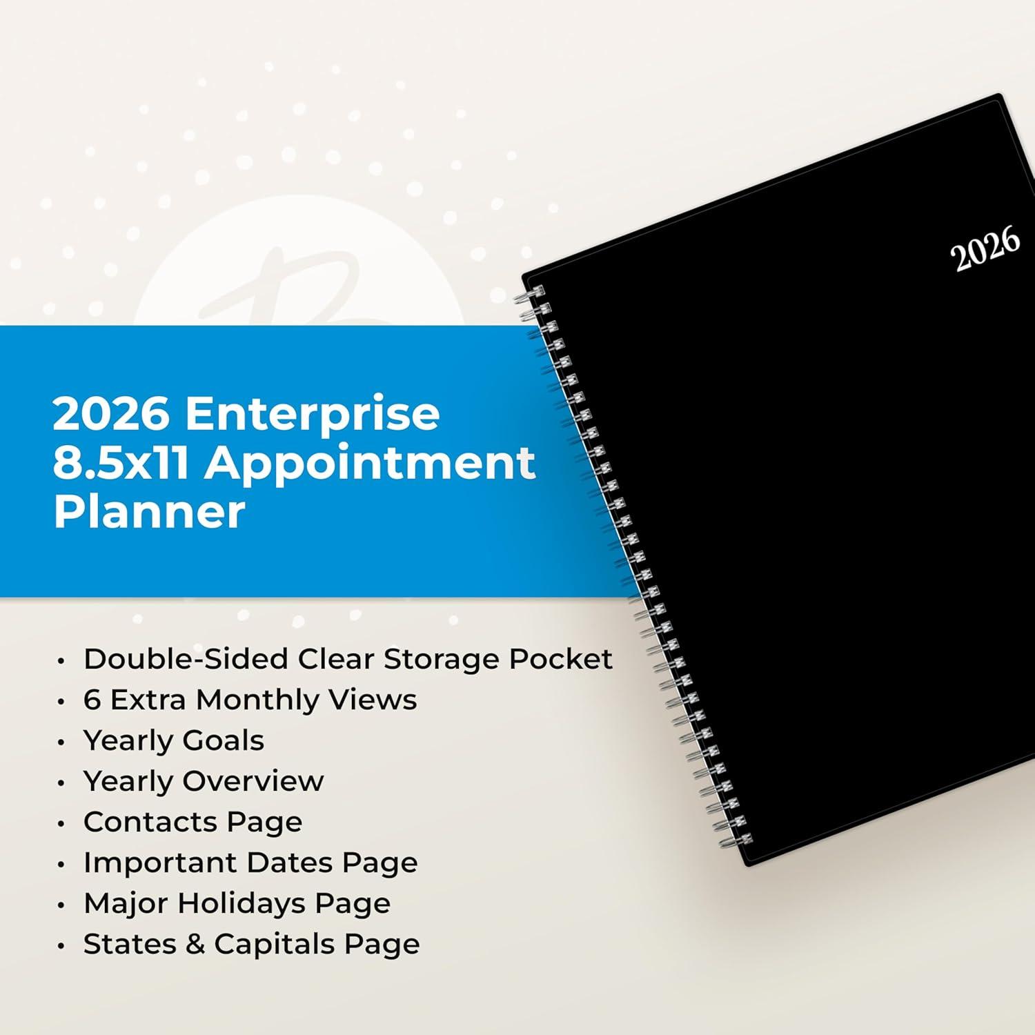 imageBlue Sky 2026 Weekly and Monthly Appointment Planner Calendar January 2026 December 2026 85quot x 11quot With 15Minute Blocks Flexible Cover Wirebound Laminated Tabs Storage Pocket EnterpriseEnterprise 2026