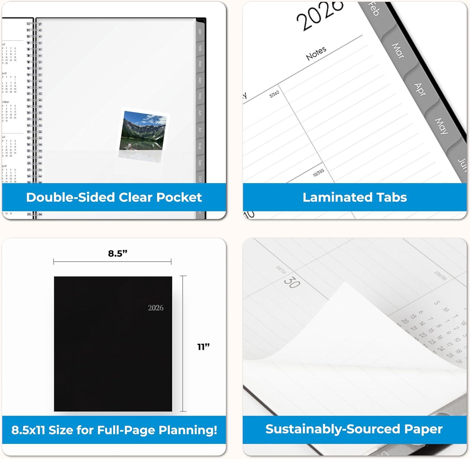 imageBlue Sky 2026 Weekly and Monthly Appointment Planner Calendar January 2026 December 2026 85quot x 11quot With 15Minute Blocks Flexible Cover Wirebound Laminated Tabs Storage Pocket EnterpriseEnterprise 2026