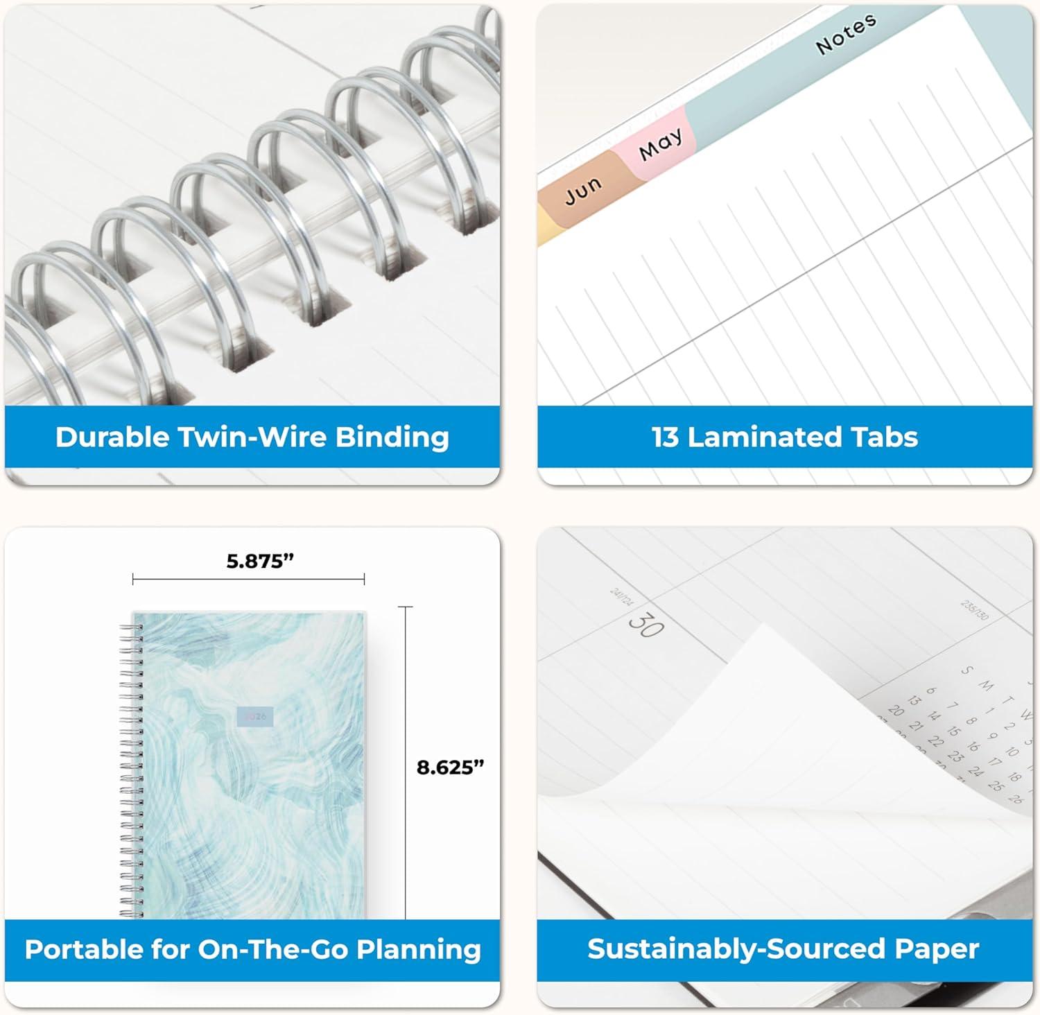 imageBlue Sky 2026 Weekly and Monthly Planner Calendar January 2026 December 2026 5875 x 8625 Flexible Cover Storage Pocket Ruler Colorful Interior Includes Extra 30 Sheets of Notes BlackTides 2026