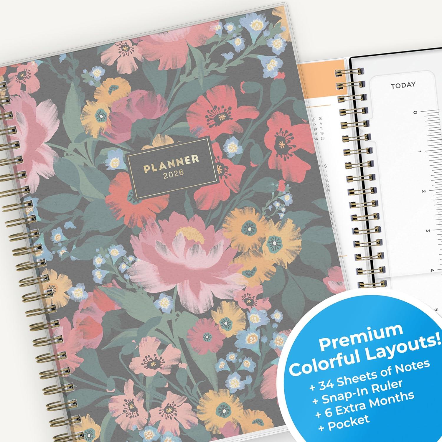 imageBlue Sky 2026 Weekly and Monthly Planner Calendar January 2026 December 2026 5875 x 8625 Flexible Cover Storage Pocket Ruler Colorful Interior Includes Extra 30 Sheets of Notes BlackMonroe Dark 2026