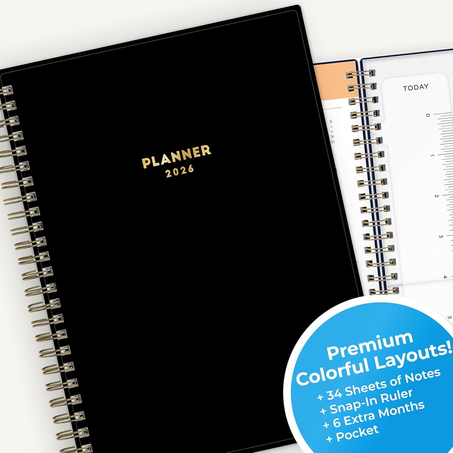 imageBlue Sky 2026 Weekly and Monthly Planner Calendar January 2026 December 2026 5875 x 8625 Flexible Cover Storage Pocket Ruler Colorful Interior Includes Extra 30 Sheets of Notes BlackBlack 2026