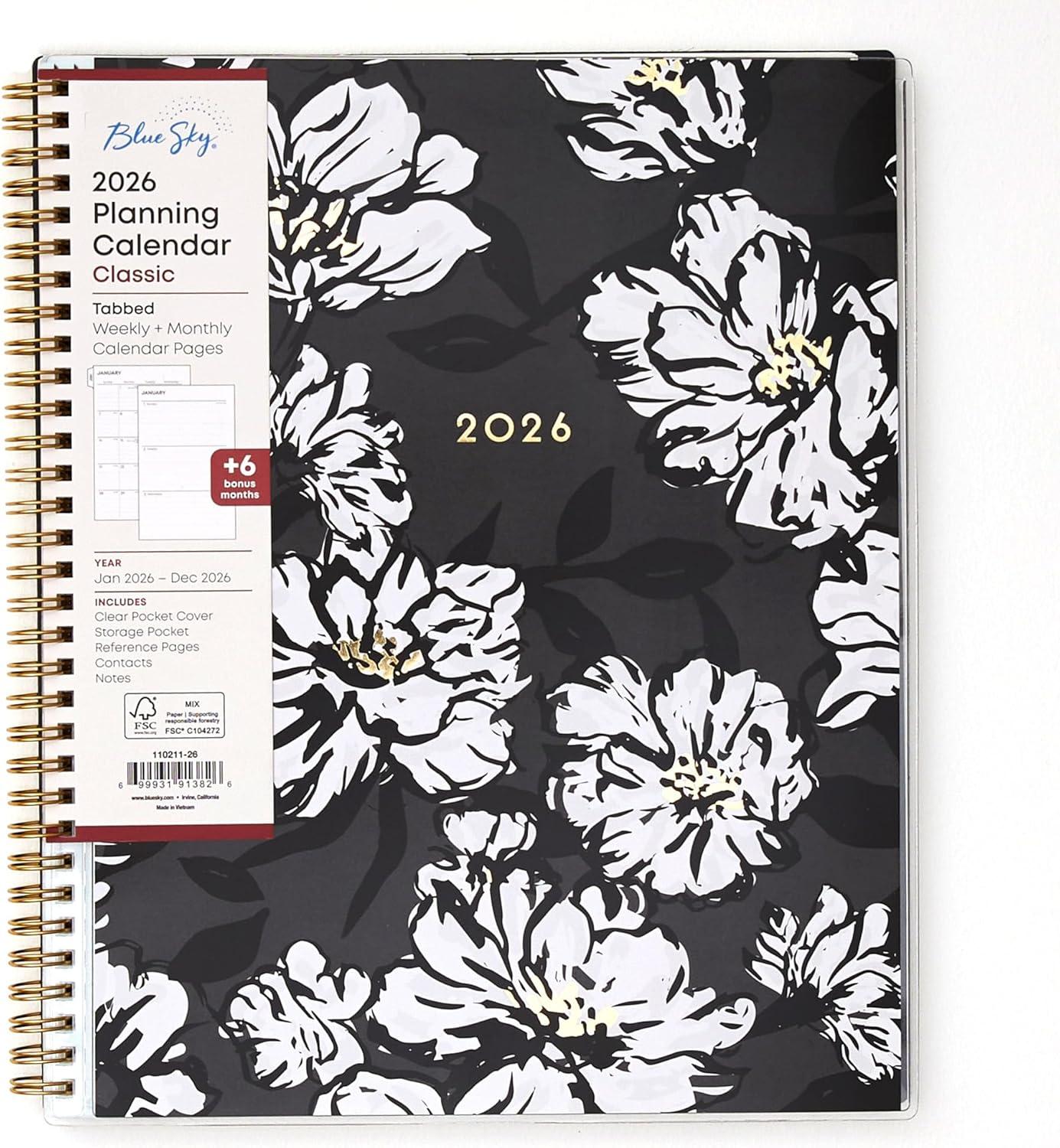 imageBlue Sky 2026 Weekly and Monthly Planner Calendar January 2026 December 2026 5quot x 8quot Clear Pocket Cover Laminated Tabs Durable Twin Wire Binding Baccara DarkBaccara Dark 2026