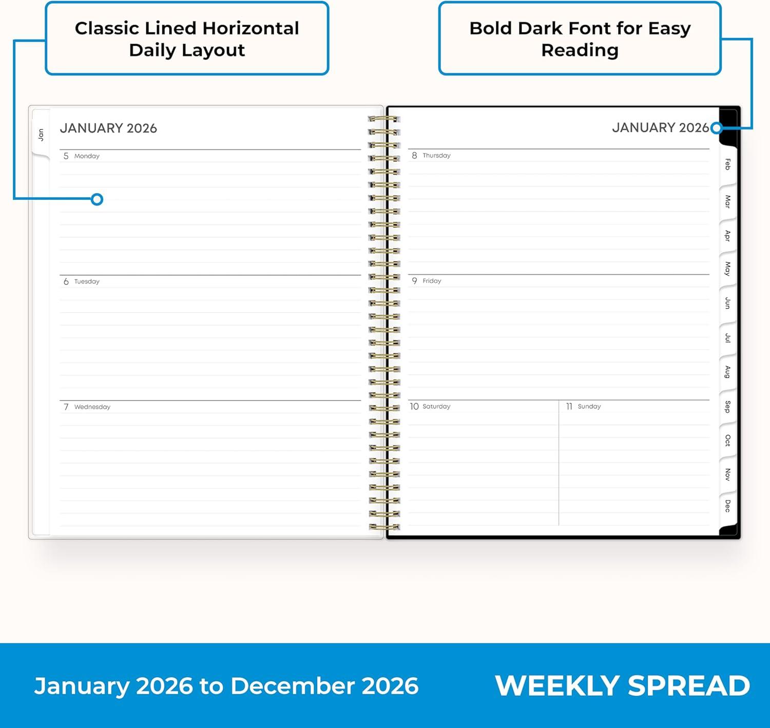 imageBlue Sky 2026 Weekly and Monthly Planner Calendar January 2026 December 2026 5quot x 8quot Clear Pocket Cover Laminated Tabs Durable Twin Wire Binding Baccara DarkBaccara Dark 2026