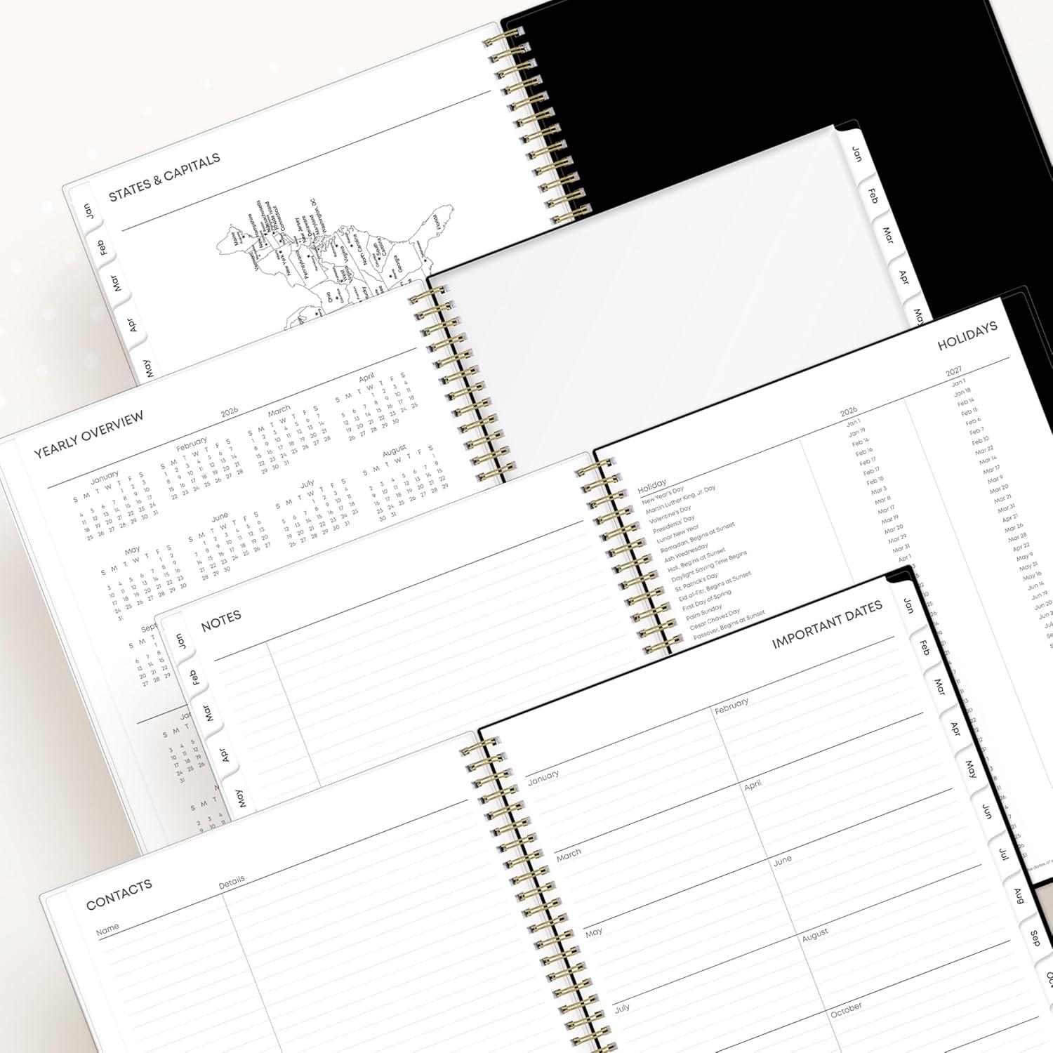 imageBlue Sky 2026 Weekly and Monthly Planner Calendar January 2026 December 2026 5quot x 8quot Clear Pocket Cover Laminated Tabs Durable Twin Wire Binding Baccara DarkBaccara Dark 2026