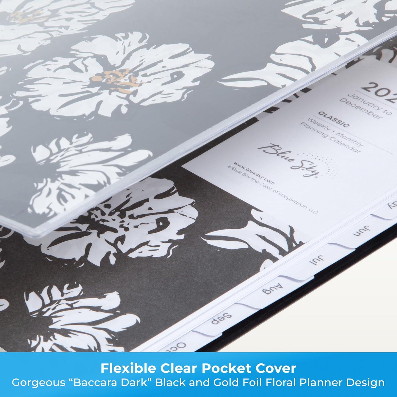 imageBlue Sky 2026 Weekly and Monthly Planner Calendar January 2026 December 2026 5quot x 8quot Clear Pocket Cover Laminated Tabs Durable Twin Wire Binding Baccara DarkBaccara Dark 2026