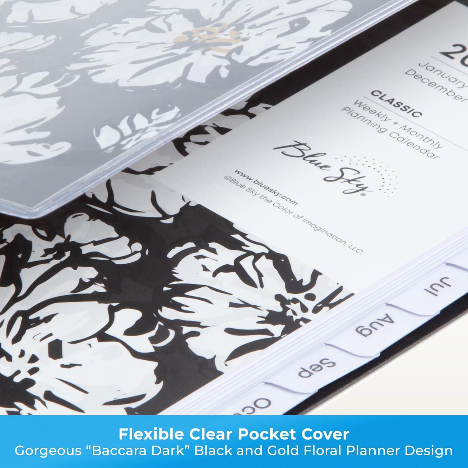 imageBlue Sky 2026 Weekly and Monthly Planner Calendar January 2026 December 2026 5quot x 8quot Clear Pocket Cover Laminated Tabs Durable Twin Wire Binding Baccara DarkBaccara Dark 2026