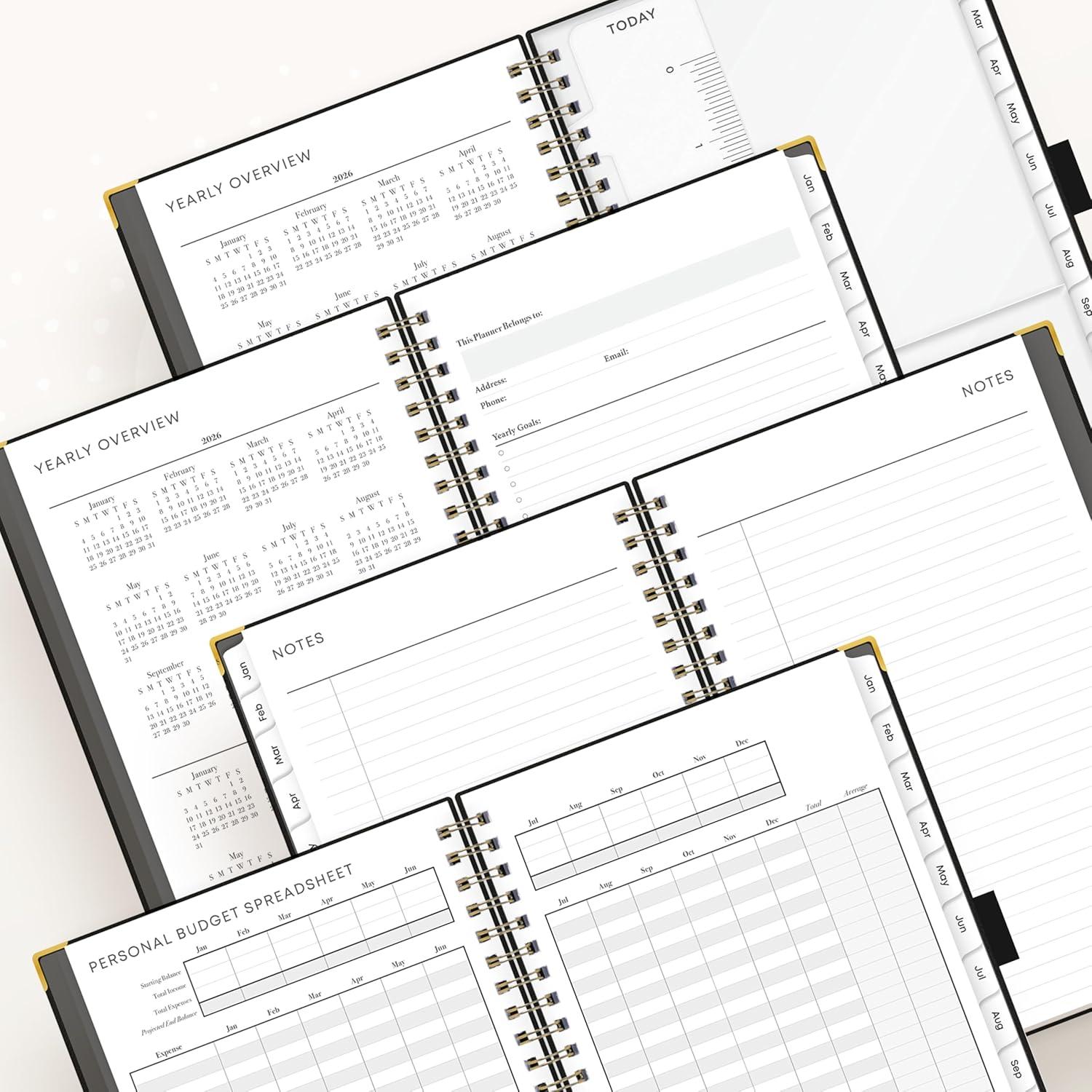 imageBlue Sky 2026 Weekly and Monthly Planner Calendar January 2026 December 2026 5quot x 8quot Faux Leather Cover Durable Twin Wire Binding Storage Pocket Laminated Tabs Includes Pen Loop Bungee Ruler BlackBlack 2026