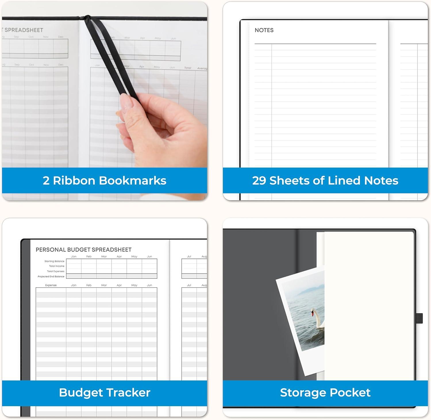 imageBlue Sky 2026 Weekly and Monthly Planner Calendar January 2026 December 2026 5quot x 8quot Faux Leather Hard Cover Bookbound Tabs Pen Loop French NavyBlack 2026