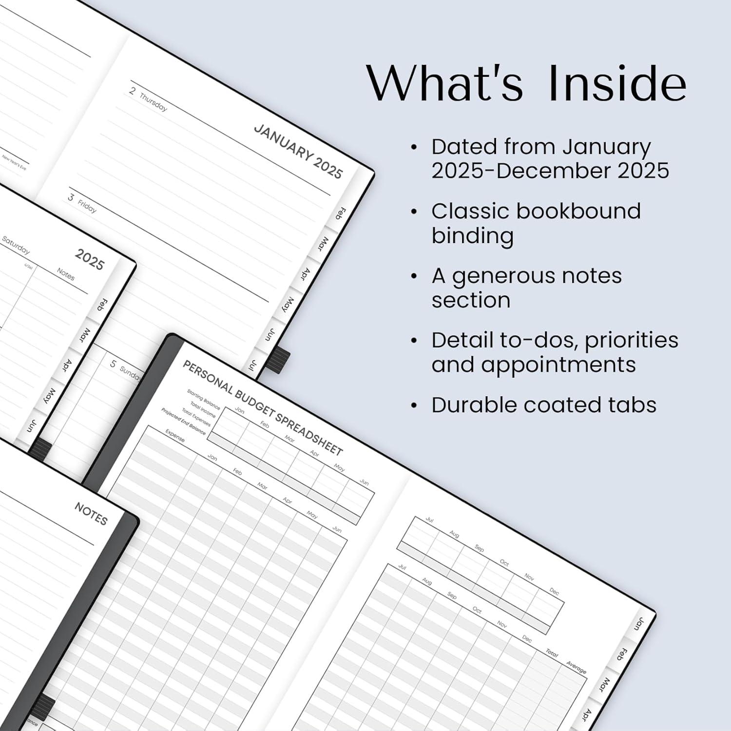 imageBlue Sky 2026 Weekly and Monthly Planner Calendar January 2026 December 2026 5quot x 8quot Faux Leather Hard Cover Bookbound Tabs Pen Loop French NavyBlack 2025