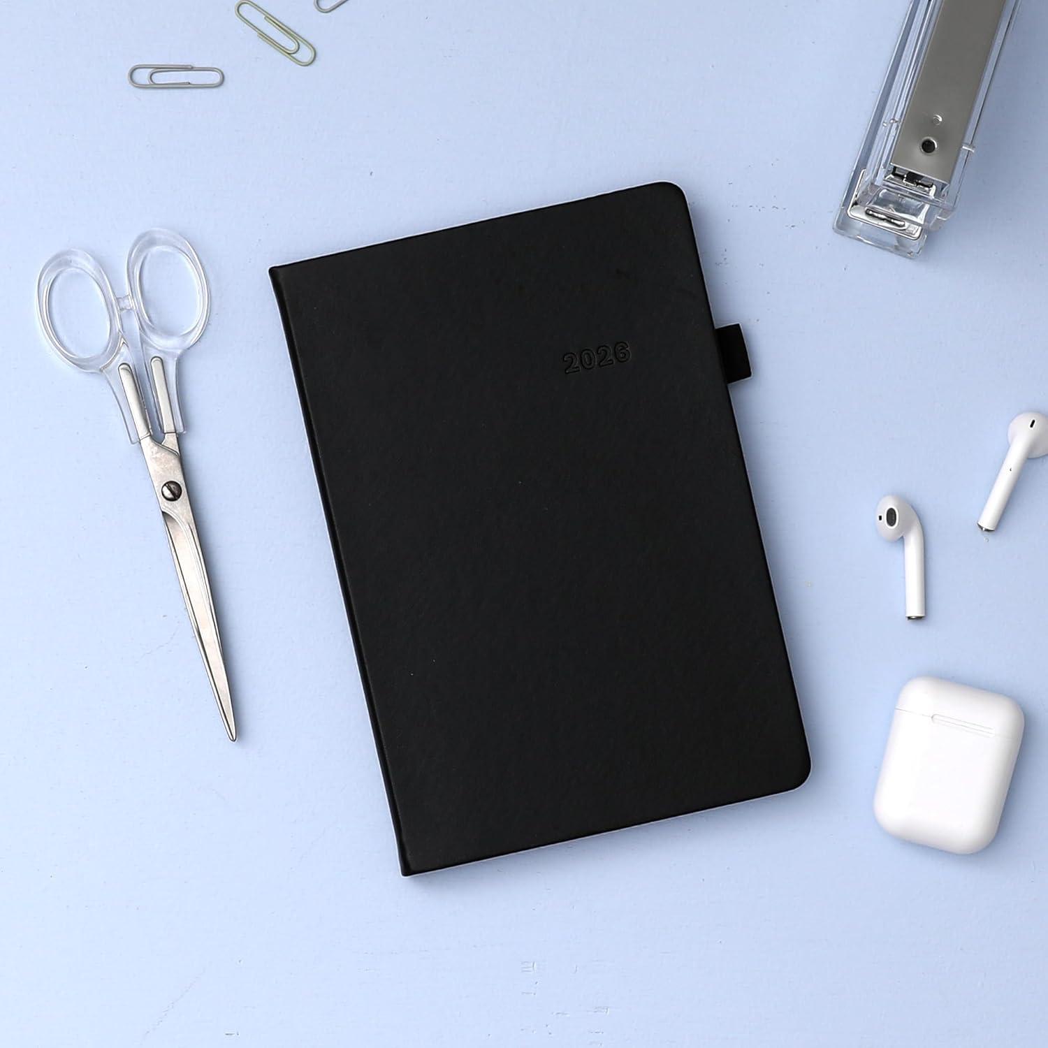 imageBlue Sky 2026 Weekly and Monthly Planner Calendar January 2026 December 2026 5quot x 8quot Faux Leather Hard Cover Bookbound Tabs Pen Loop French NavyBlack 2026