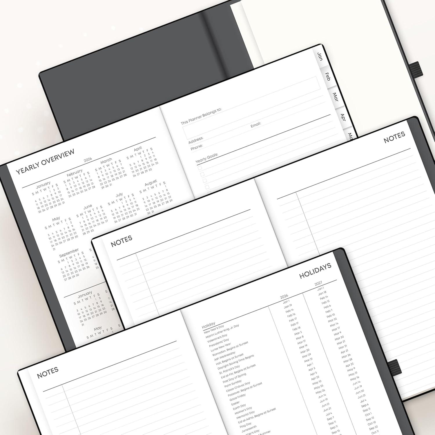 imageBlue Sky 2026 Weekly and Monthly Planner Calendar January 2026 December 2026 5quot x 8quot Faux Leather Hard Cover Bookbound Tabs Pen Loop French NavyBlack 2026
