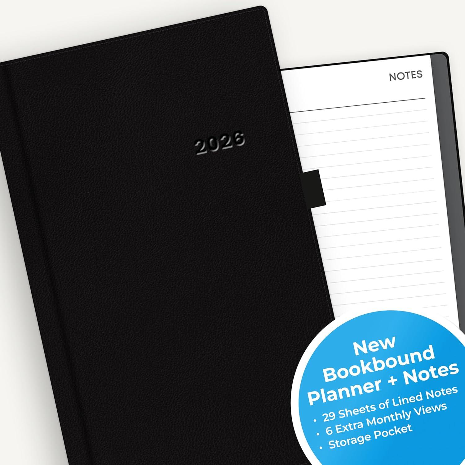 imageBlue Sky 2026 Weekly and Monthly Planner Calendar January 2026 December 2026 5quot x 8quot Faux Leather Hard Cover Bookbound Tabs Pen Loop French NavyBlack 2026