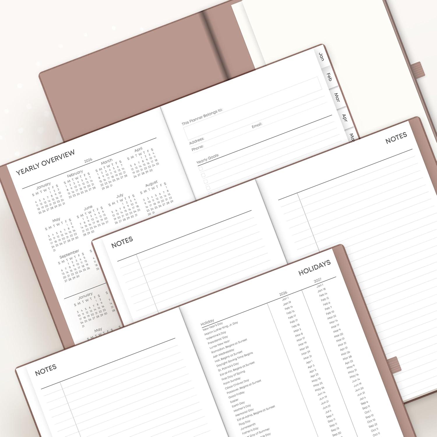 imageBlue Sky 2026 Weekly and Monthly Planner Calendar January 2026 December 2026 5quot x 8quot Faux Leather Hard Cover Bookbound Tabs Pen Loop French NavySoft Brown 2026