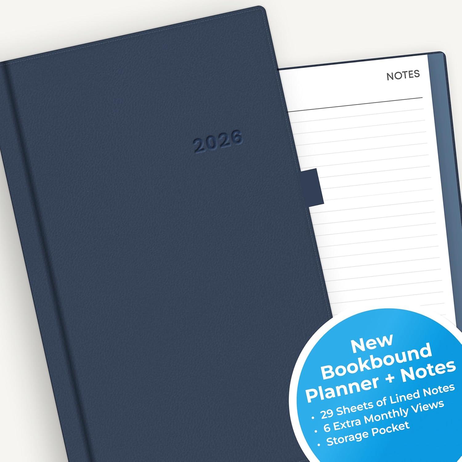 imageBlue Sky 2026 Weekly and Monthly Planner Calendar January 2026 December 2026 5quot x 8quot Faux Leather Hard Cover Bookbound Tabs Pen Loop French NavyFrench Navy 2026