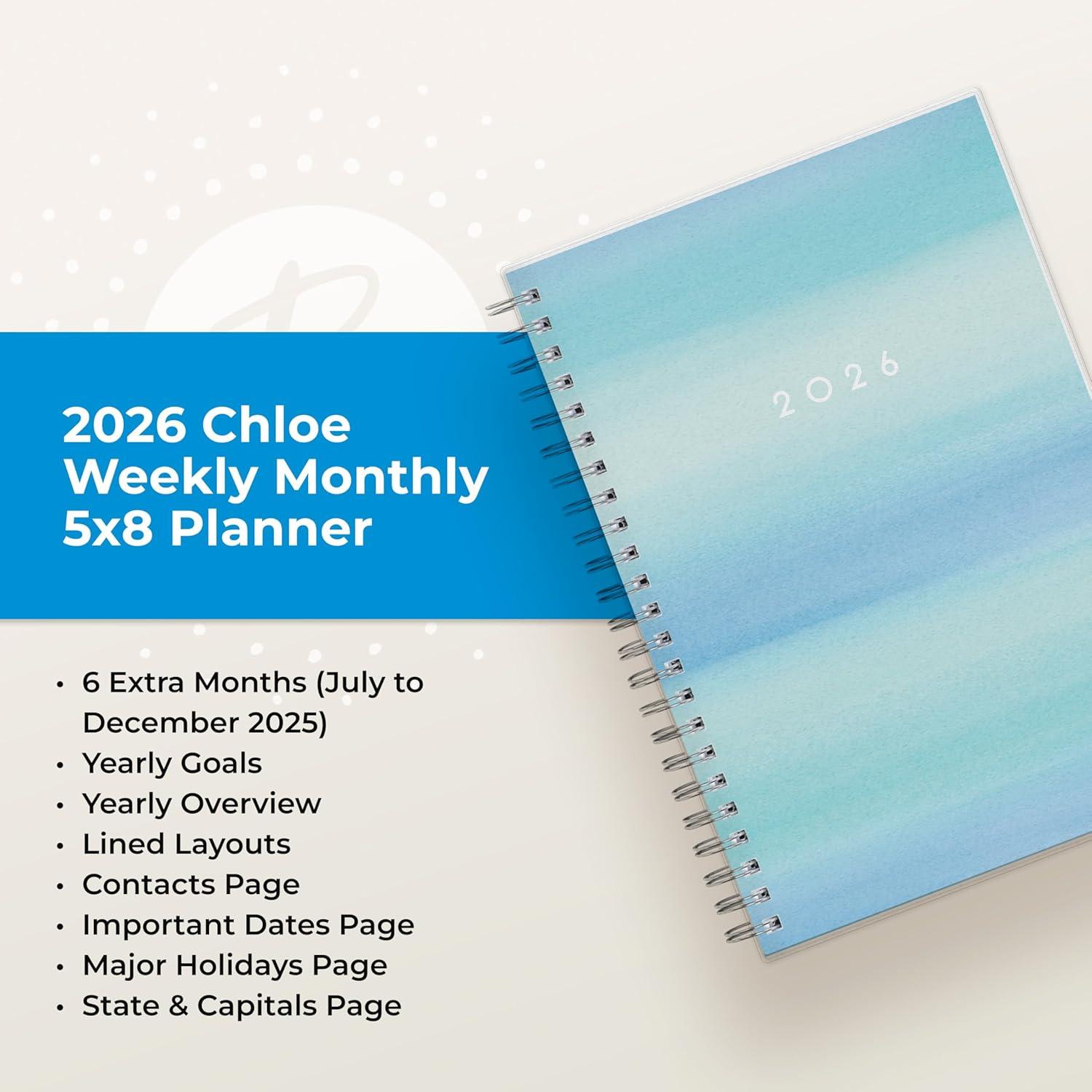 imageBlue Sky 2026 Weekly and Monthly Planner Calendar January 2026 December 2026 5quot x 8quot Flexible Frosted Cover Laminated Tabs Durable Twin Wire Binding ChloeChloe 2026