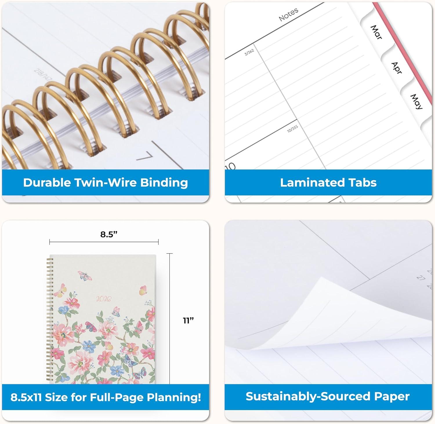 imageBlue Sky 2026 Weekly and Monthly Planner Calendar January 2026 December 2026 5quot x 8quot Flexible Frosted Cover Laminated Tabs Durable Twin Wire Binding Fly ByFly By 2026