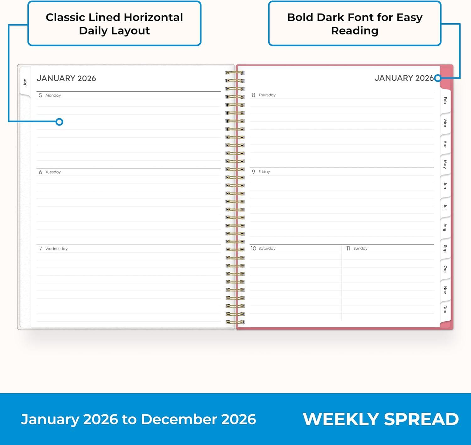 imageBlue Sky 2026 Weekly and Monthly Planner Calendar January 2026 December 2026 5quot x 8quot Flexible Frosted Cover Laminated Tabs Durable Twin Wire Binding Fly ByFly By 2026