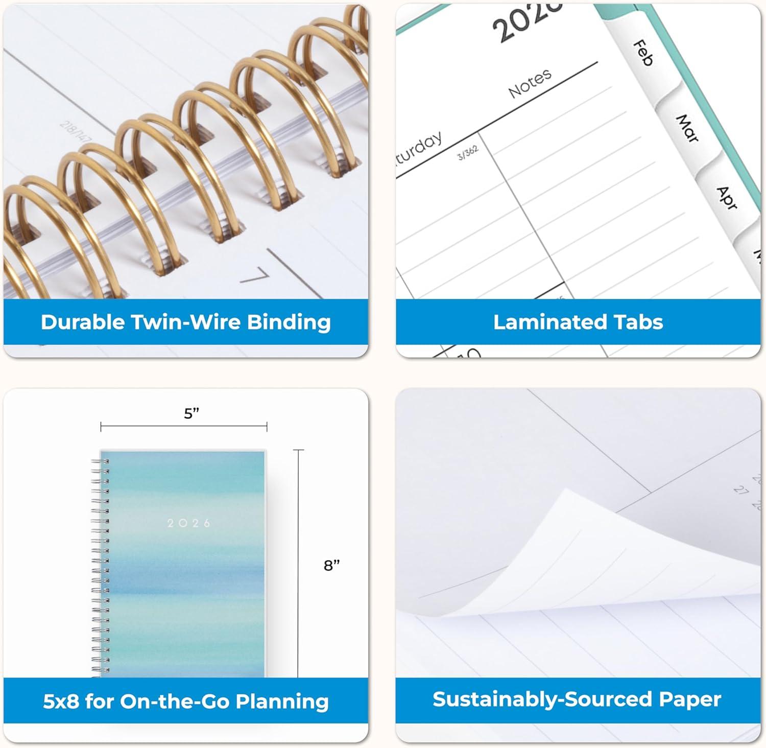 imageBlue Sky 2026 Weekly and Monthly Planner Calendar January 2026 December 2026 5quot x 8quot Flexible Frosted Cover Laminated Tabs Durable Twin Wire Binding ChloeChloe 2026