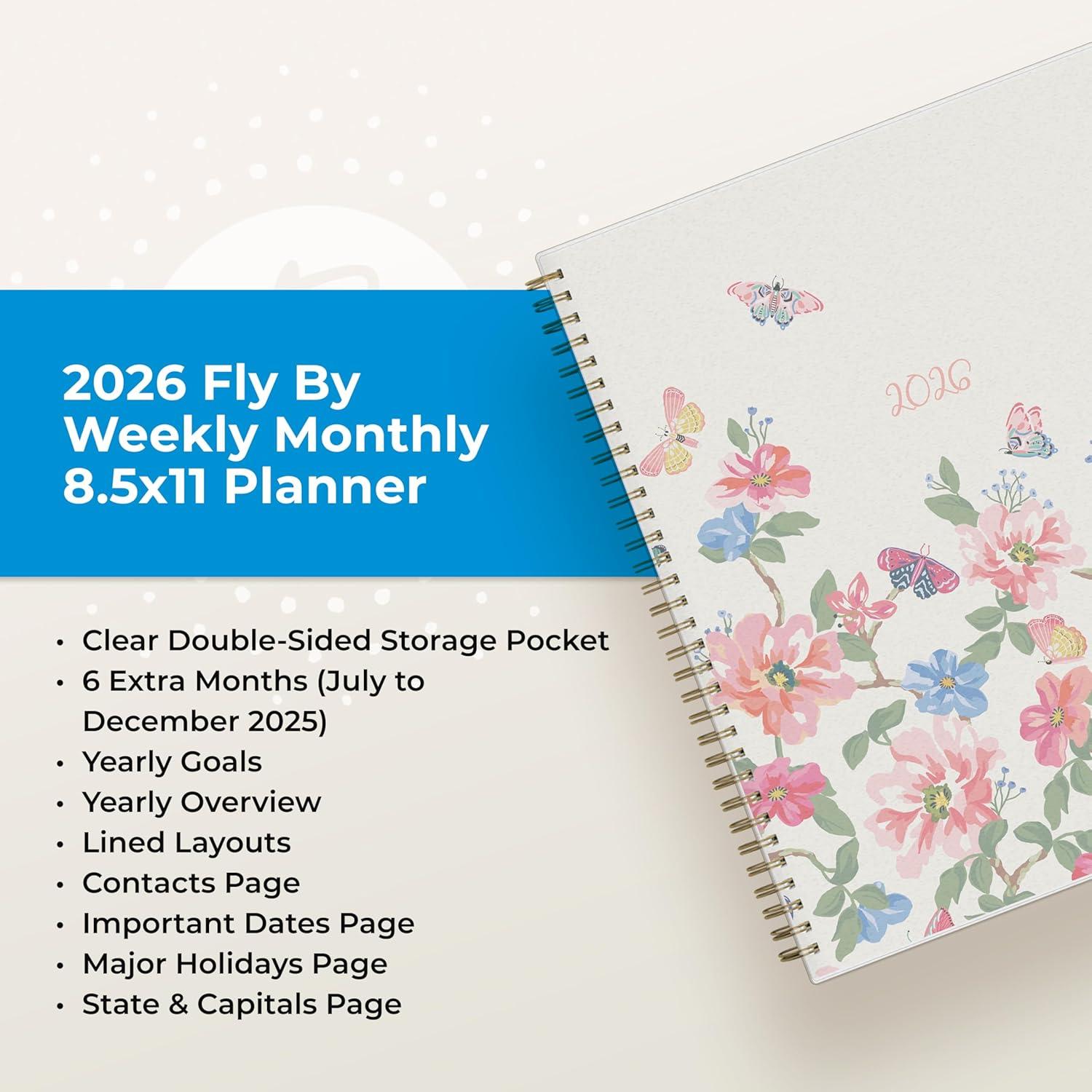imageBlue Sky 2026 Weekly and Monthly Planner Calendar January 2026 December 2026 5quot x 8quot Flexible Frosted Cover Laminated Tabs Durable Twin Wire Binding Fly ByFly By 2026