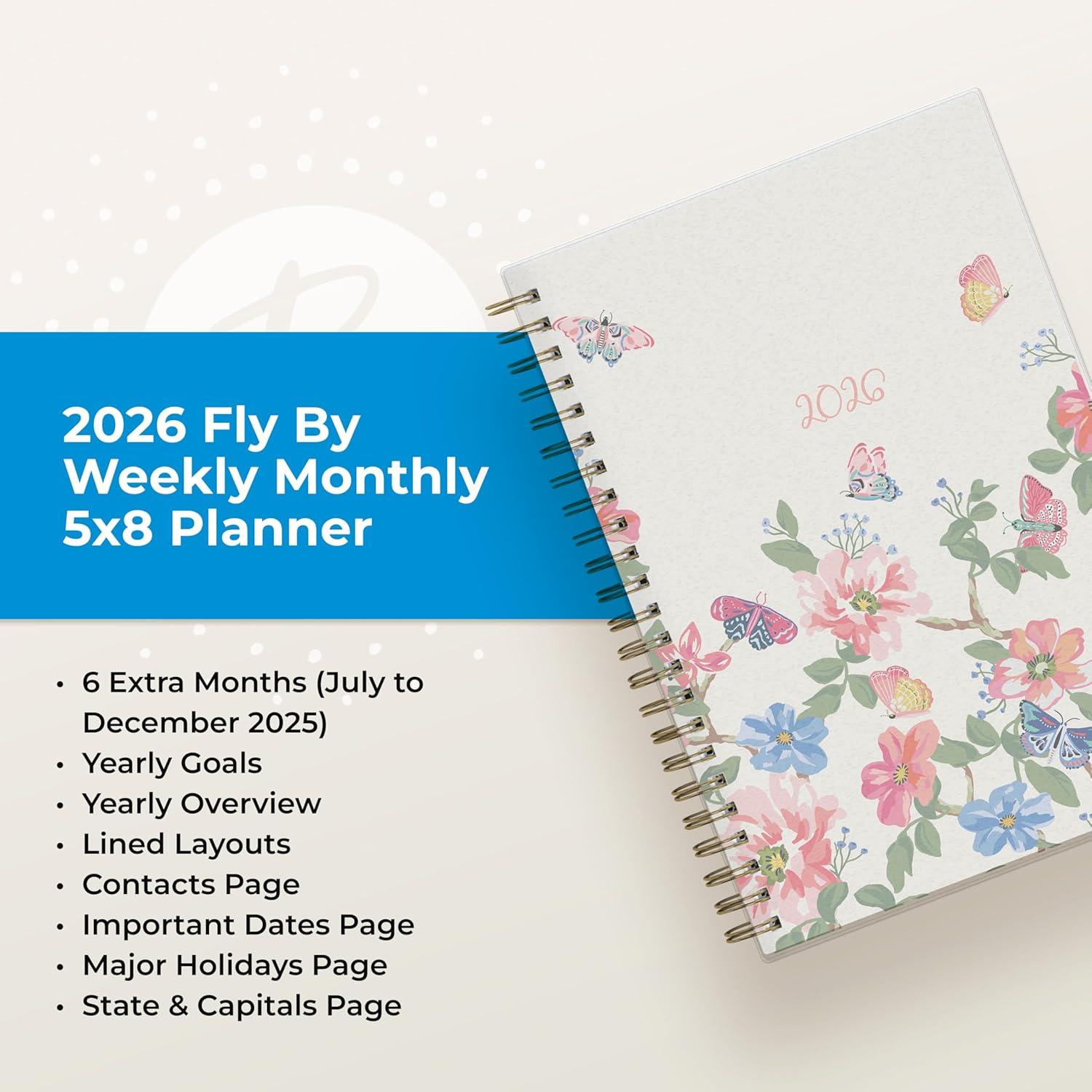 imageBlue Sky 2026 Weekly and Monthly Planner Calendar January 2026 December 2026 5quot x 8quot Flexible Frosted Cover Laminated Tabs Durable Twin Wire Binding Fly ByFly By 2026