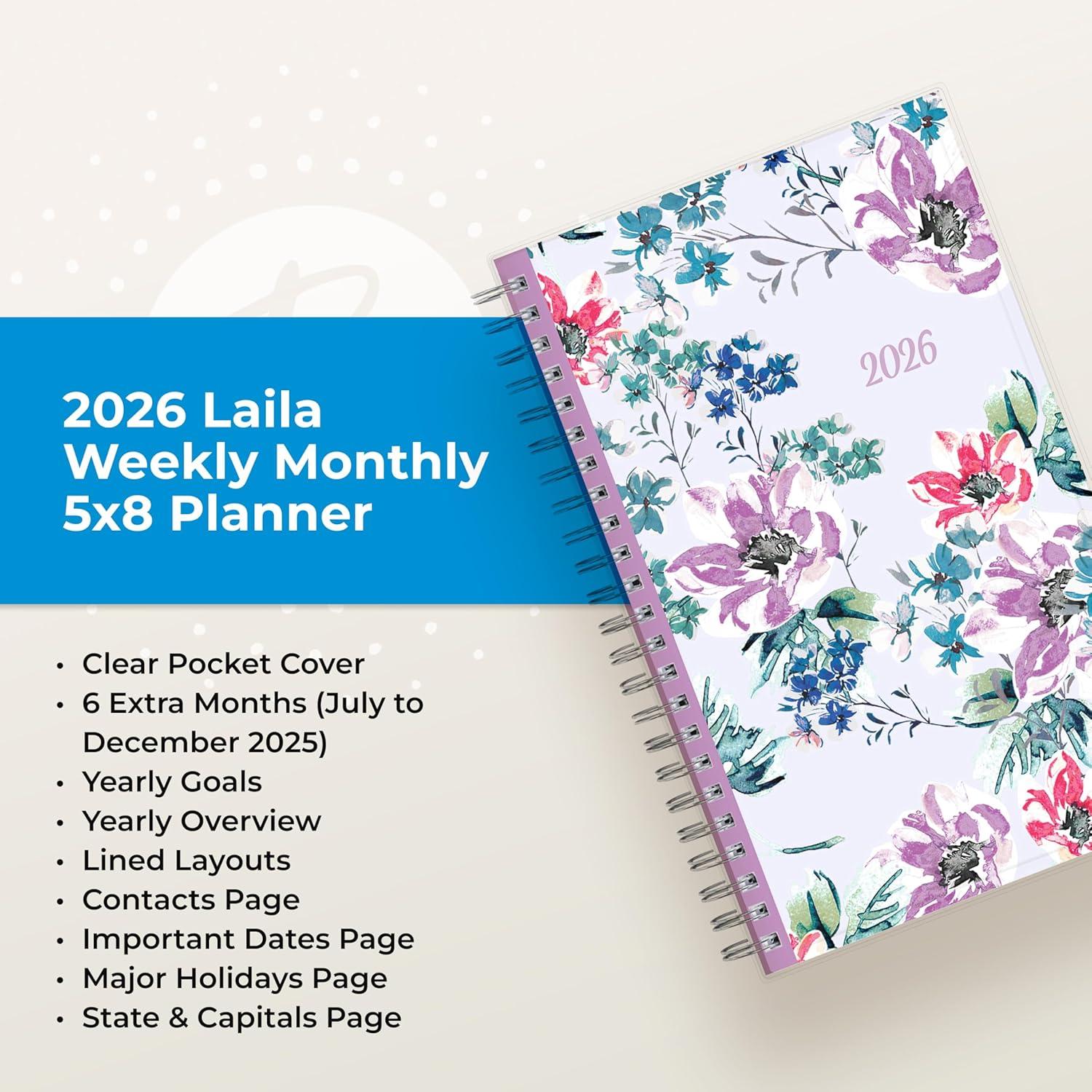 imageBlue Sky 2026 Weekly and Monthly Planner Calendar January 2026 December 2026 85quot x 11quot Clear Pocket Cover Laminated Tabs Durable Twin Wire Binding Storage Pocket LailaLaila 2026